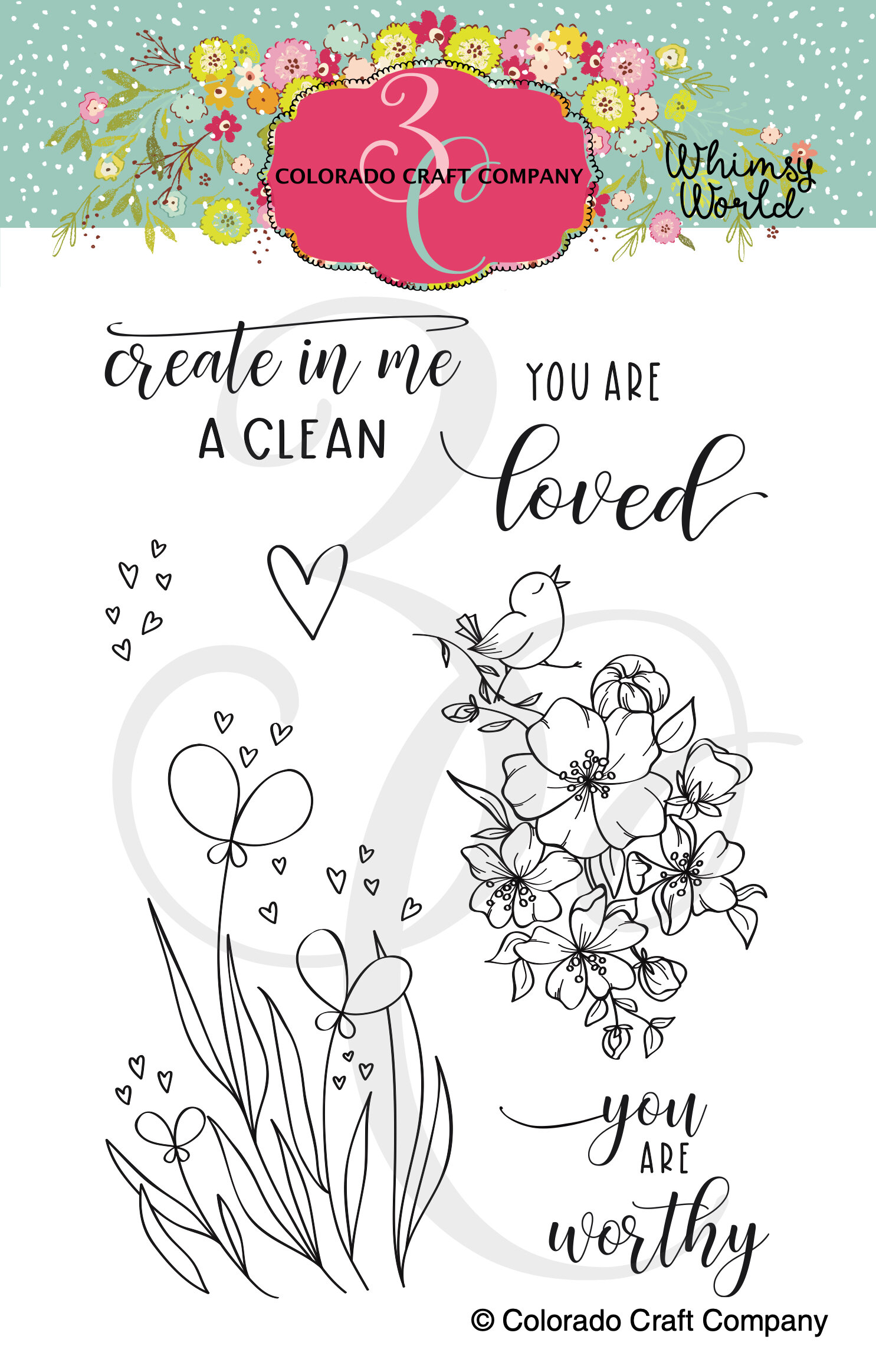 WW461 Whimsy World_Clean Heart Bookmarks 4 x 6 Clear Stamps PKG NWM.jpg