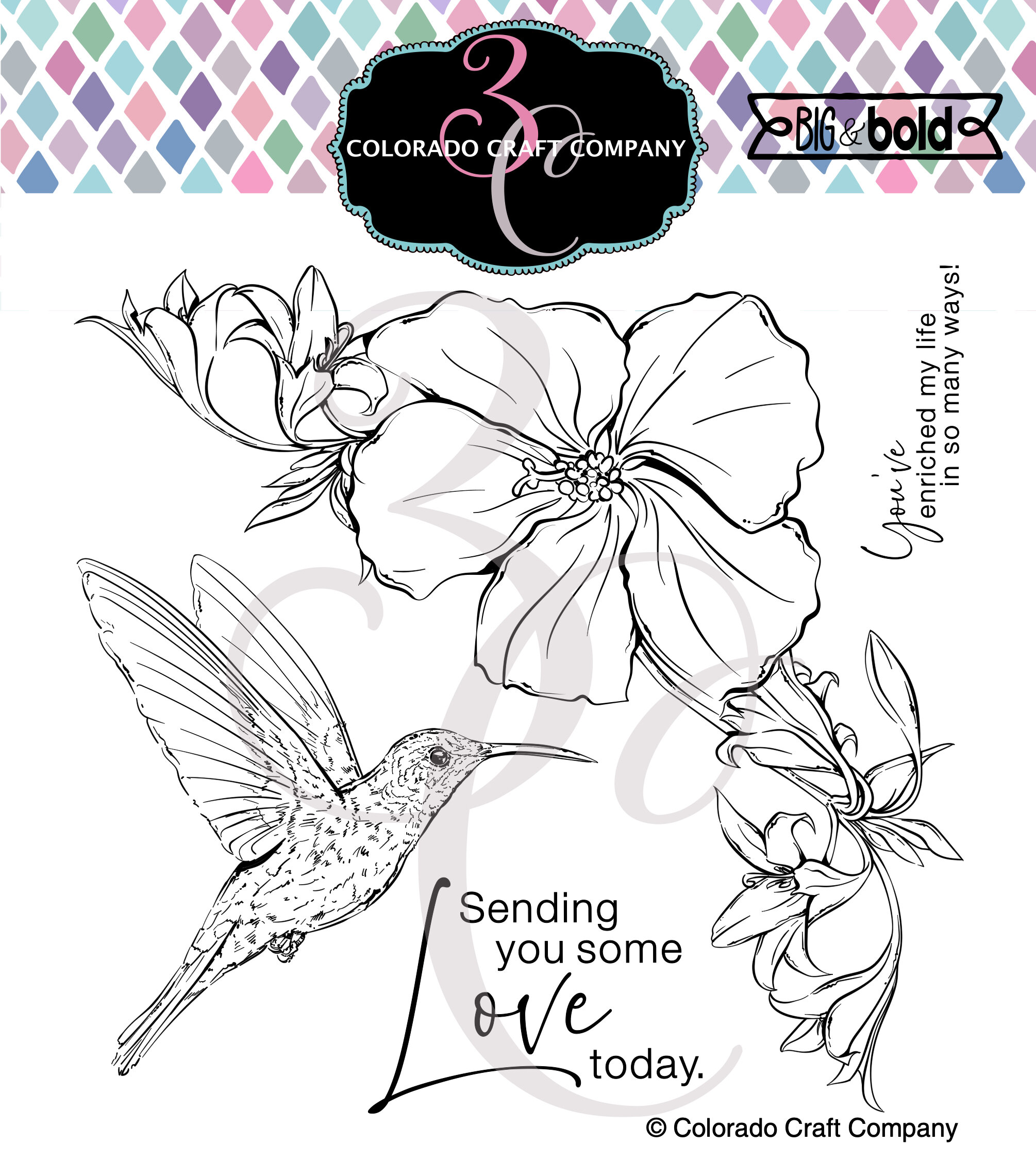 BB509 Big & Bold~Hibiscus Hummingbird 6 x 6 Clear Stamps WM.jpg