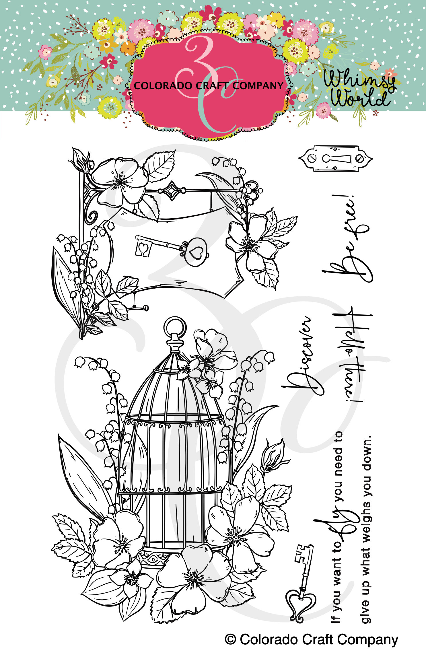 WW514 Whimsy World~Be Free 4 x 6 Clear Stamps WM.jpg