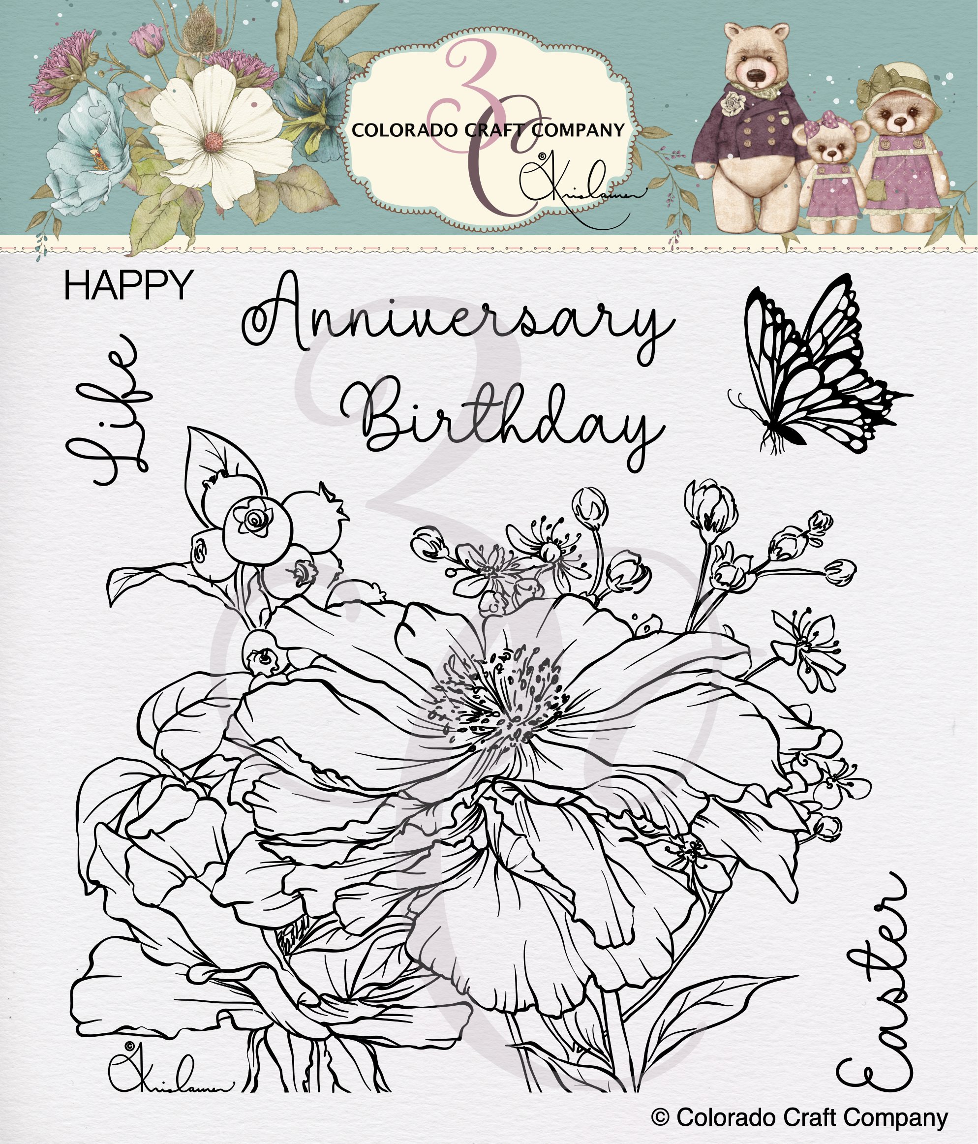 KL604 Kris Lauren_Happy Peony 6 x 6 Clear Stamps PKG WM.jpg