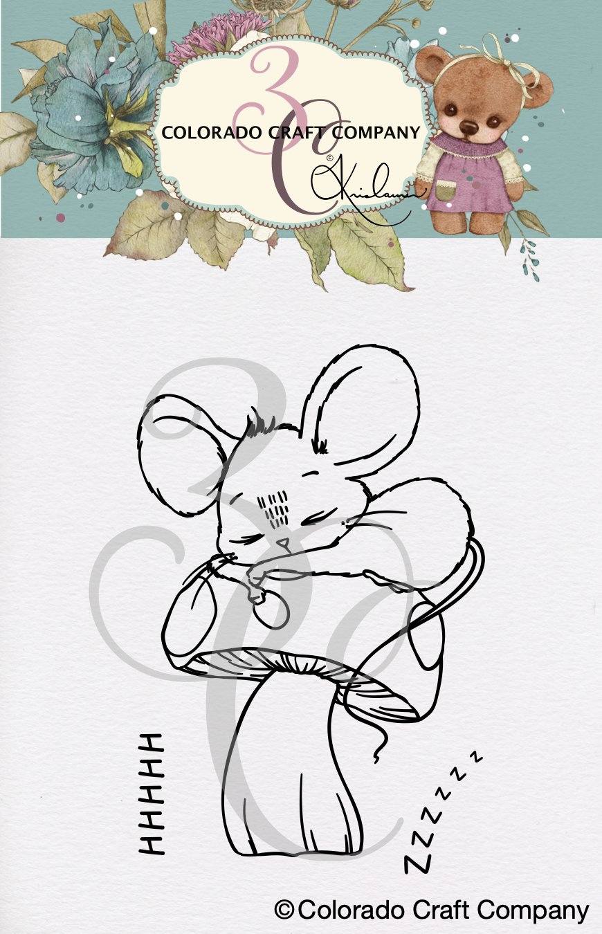 KL614 Kris Lauren_Sleeping Mouse Mini 2 x 3 Clear Stamps PKG WM.jpg