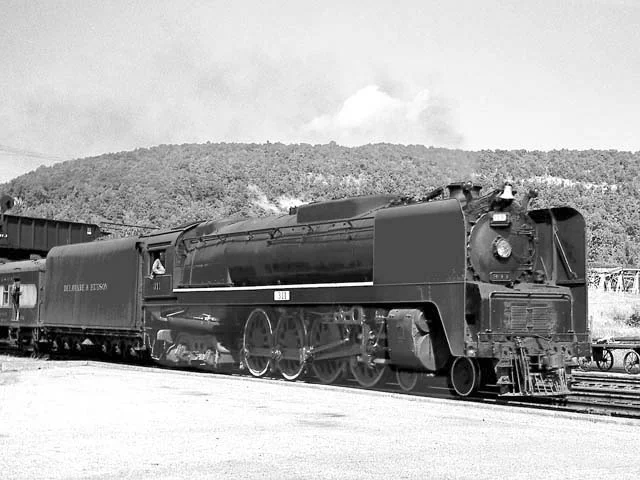 D&H 311 TYPE: 4-8-4 CLASS: K DATE: 9/1/47 LOCATION: Whitehall, NY NOTES: Arriving with southbound Laurentian. Built by Alco-Schenectady in 1943, Sold to Luria in August, 1953. PHOTOGRAPHER: Jim Wright