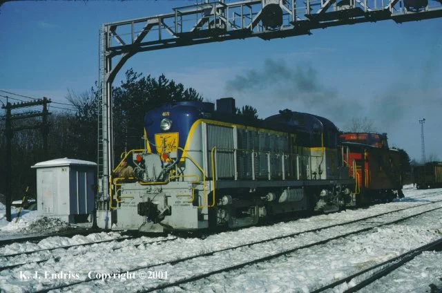 D&H 4071 In Lightning Stripe at Mohawk Yard, NY in February, 1977. Kevin J. Endriss photo.