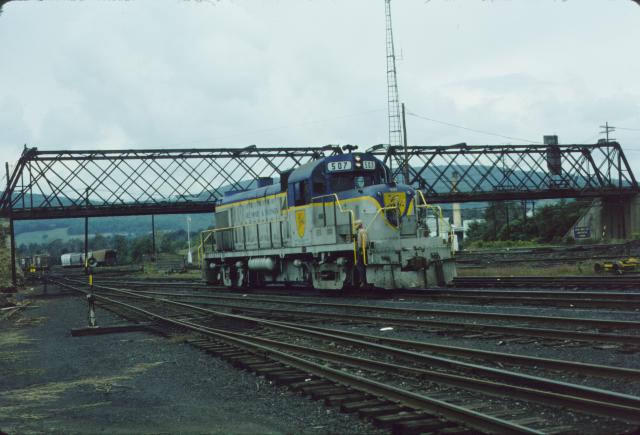 D&H 507 In Lightning Stripe at Oneonta in March, 1977. Kevin Endriss photo