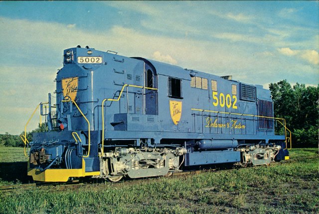 D&H 5002 Jim Shaughnessy found RS-11 #5002 in Voohreesville, NY Industrial Park, August 18,1977, shortly after it was repainted in the solid blue paint scheme known as "Altschul blue" after Selig Altschul, then President of the D&H. Photo by Jim Shaughnessy
