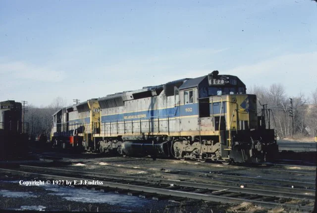 D&H 802 With #803 in Erie Lackawanna-style blue livery. 1977. Kevin Endriss photo