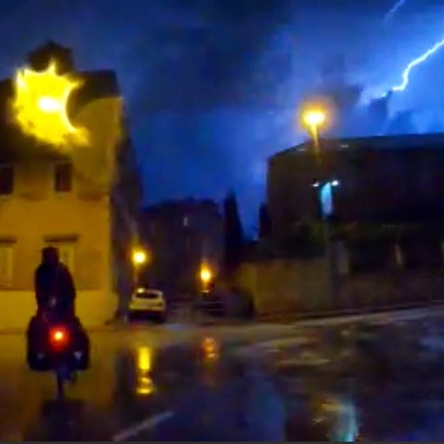 Spectacular lightshow in Split on the way to our apartment. &mdash;  #Worldbycycling #adventurecycling #bicycletouring #biketour #biketravel #biketouring #cycling&nbsp;#cycletouring #getoutandride #lifeofadventure #rideyourbike  #tandemplustiger #tan