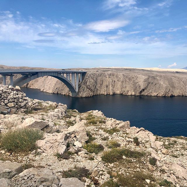 Riding through the &ldquo;moonscape&rdquo; of the island of Pag in Croatia. Extraordinary contrast with the last few days of olive groves. &mdash;  #Worldbycycling #adventurecycling #bicycletouring #biketour #biketravel #biketouring #cycling&nbsp;#cy