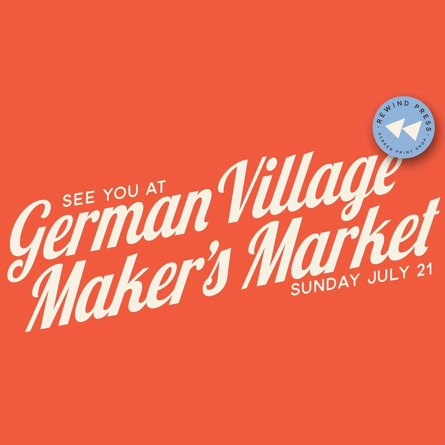 We&rsquo;ll be back at @germanvillagemakersmarket this Sunday selling tee shirts, prints and other goodies ⭐️

Come see us and snag a shirt !

#bekindrewindpress