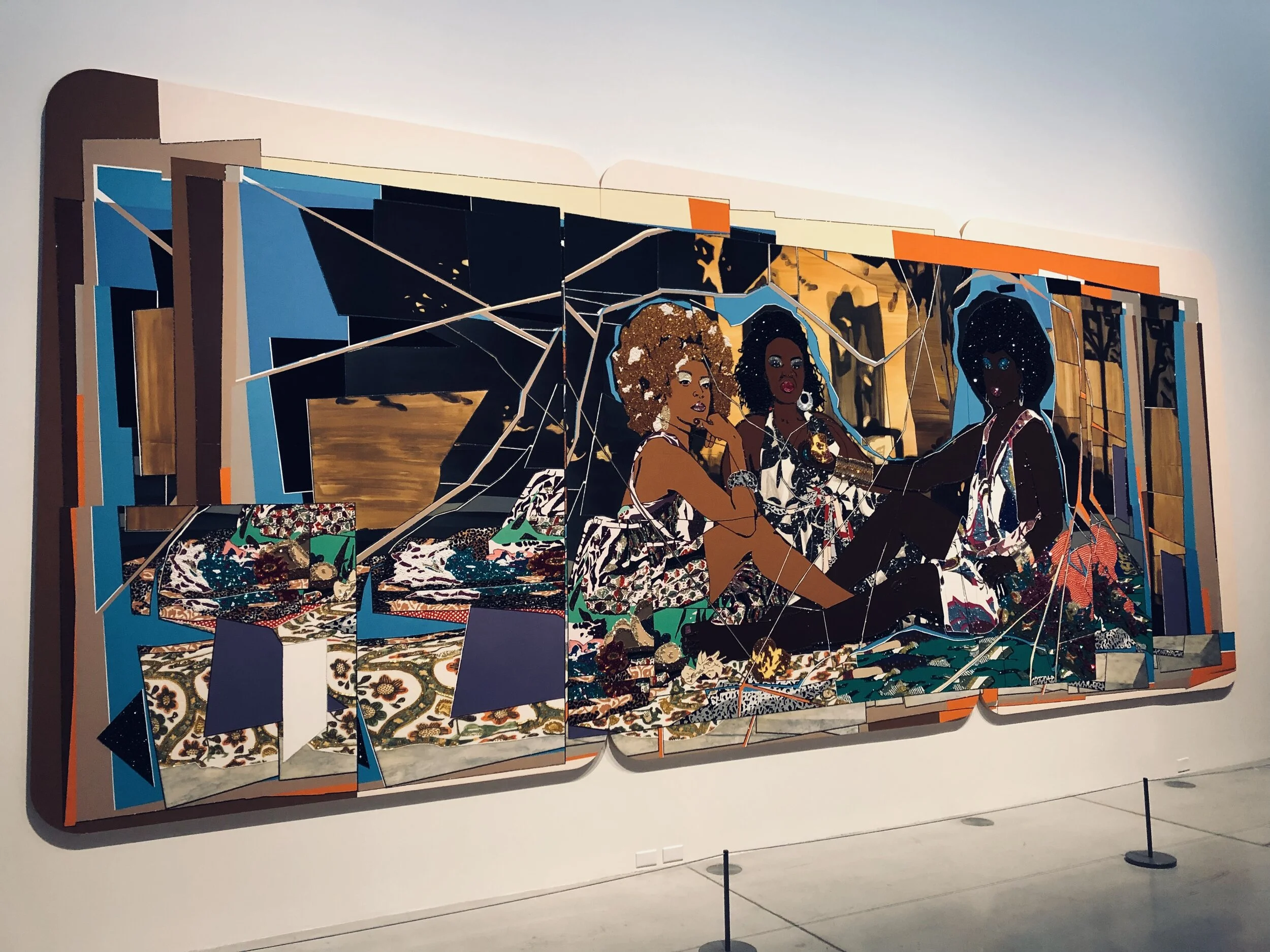 Le dejeuner sur l’herbe: Les trois femmes noires, 2010 rhinestones, acrylic and enamel on wood panelFemmes Noir, Art Gallery of Ontario, January 2019