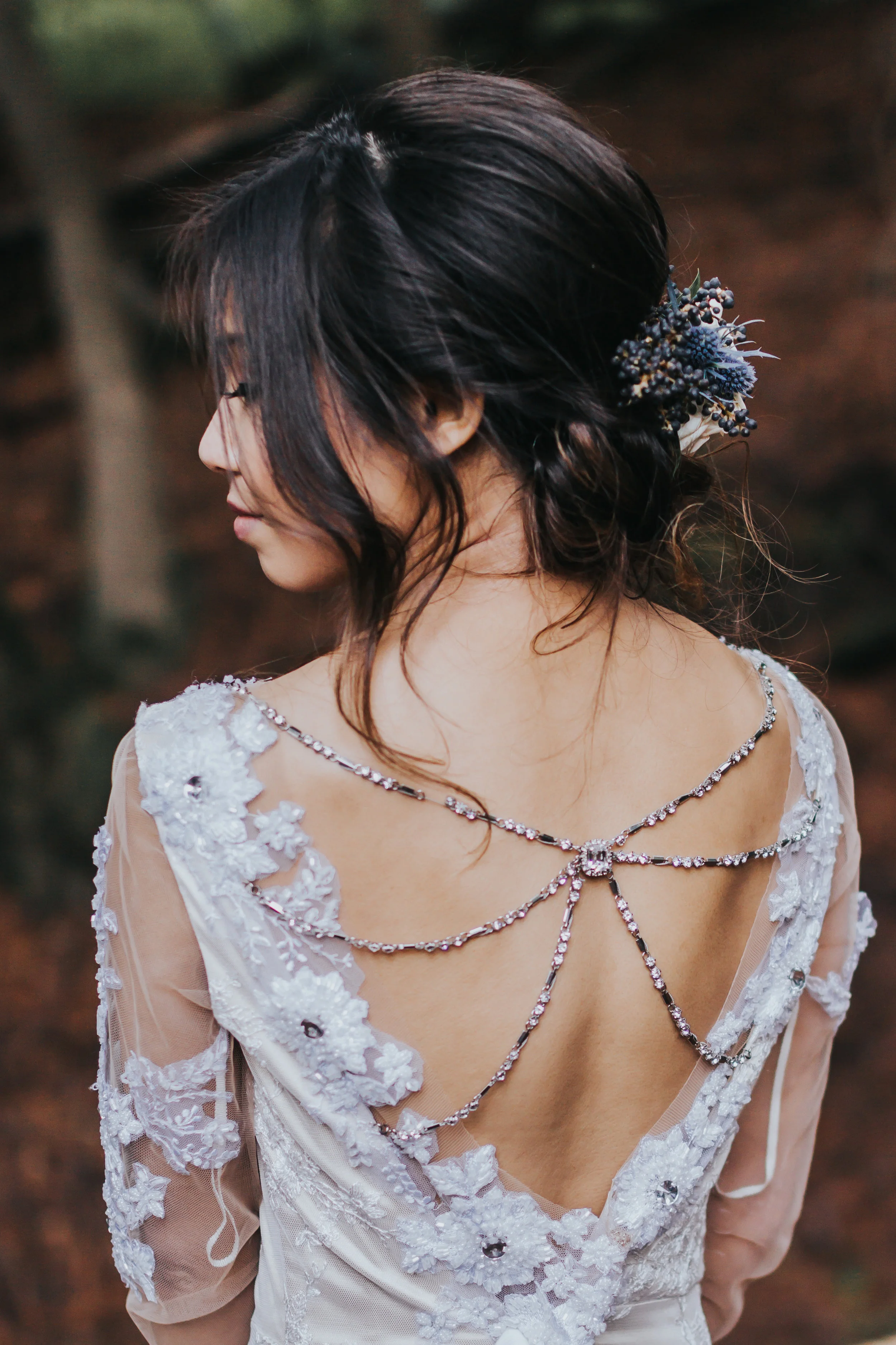 Boho messy chic wedding hairstyle