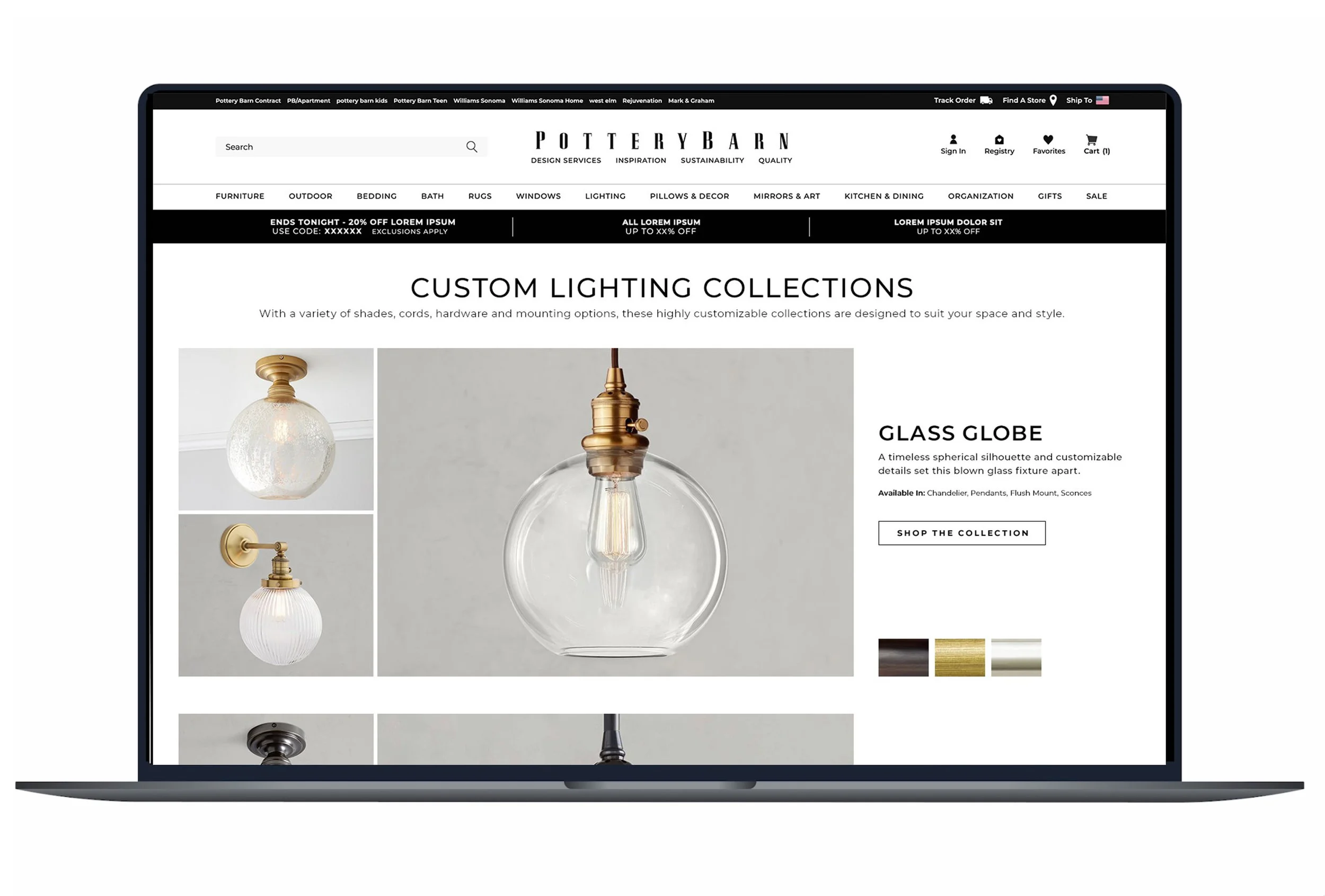 Site Landing Page: Lighting Collections