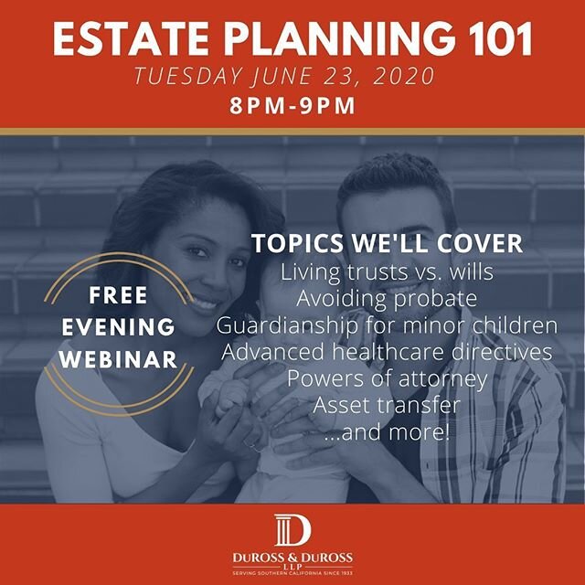 📌Friendly Reminder: Our free evening Estate Planning 101 Webinar is tomorrow, Tuesday 6/23 at 8pm. If you registered, you should have received the dial-in info via email this evening. Please reach out if you encounter any issues. We look forward to 