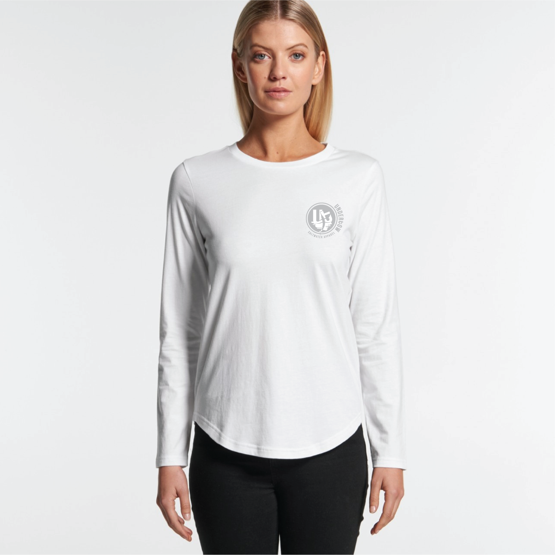 CURVED' Ladies long sleeve cotton tee 