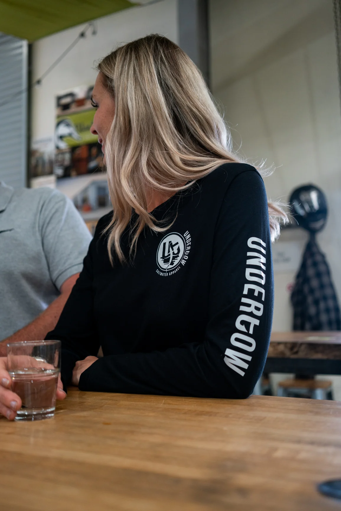 CURVED' Ladies long sleeve cotton tee 