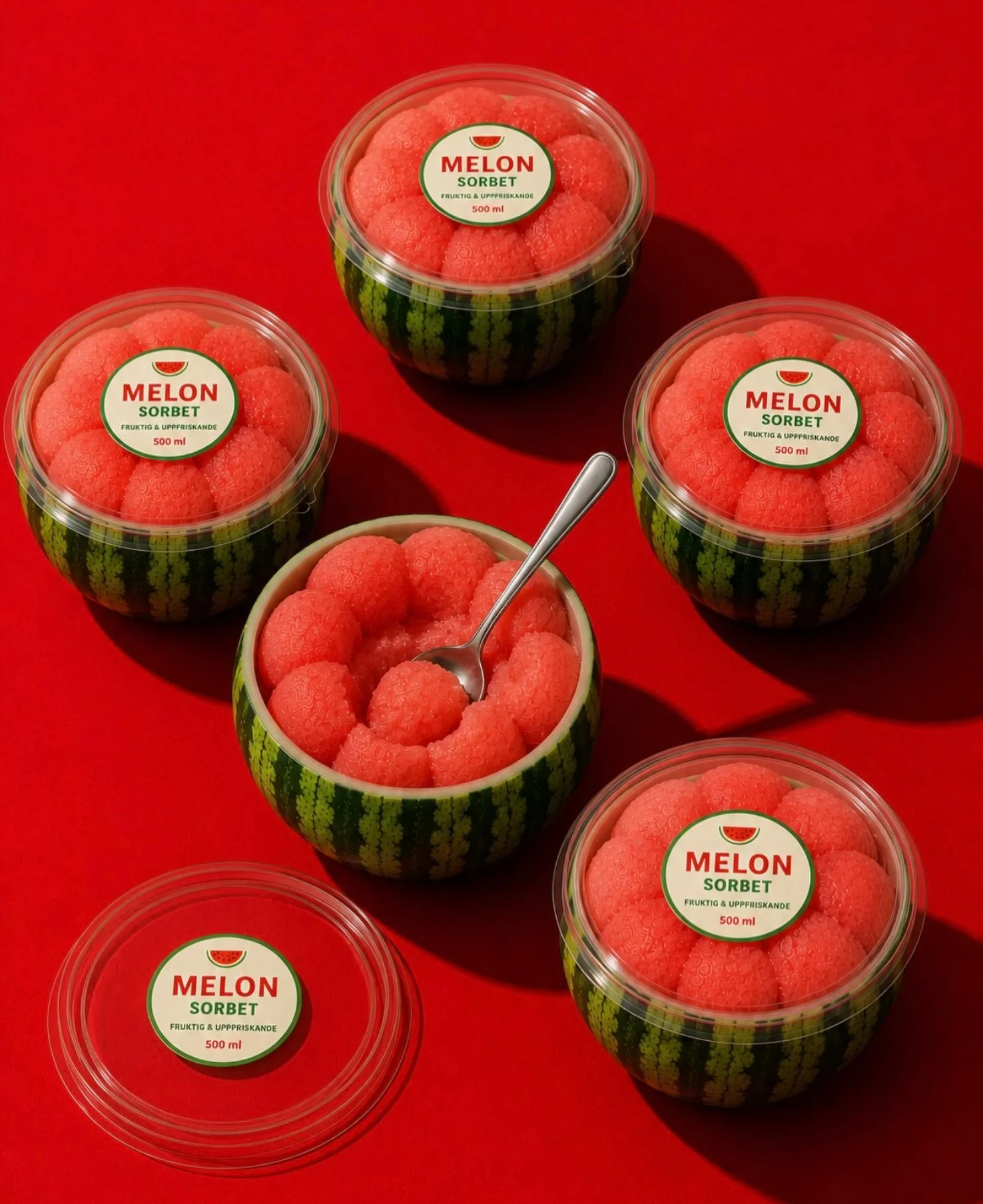Jag k&ouml;pte sorbet h&auml;romdagen och det slog mig hur otroligt tr&aring;kiga n&auml;stan alla f&ouml;rpackningar s&aring;g ut i frysdisken. Jag stod och letade efter melon sorbet och b&ouml;rjade fundera p&aring; varf&ouml;r f&ouml;rpackningen i