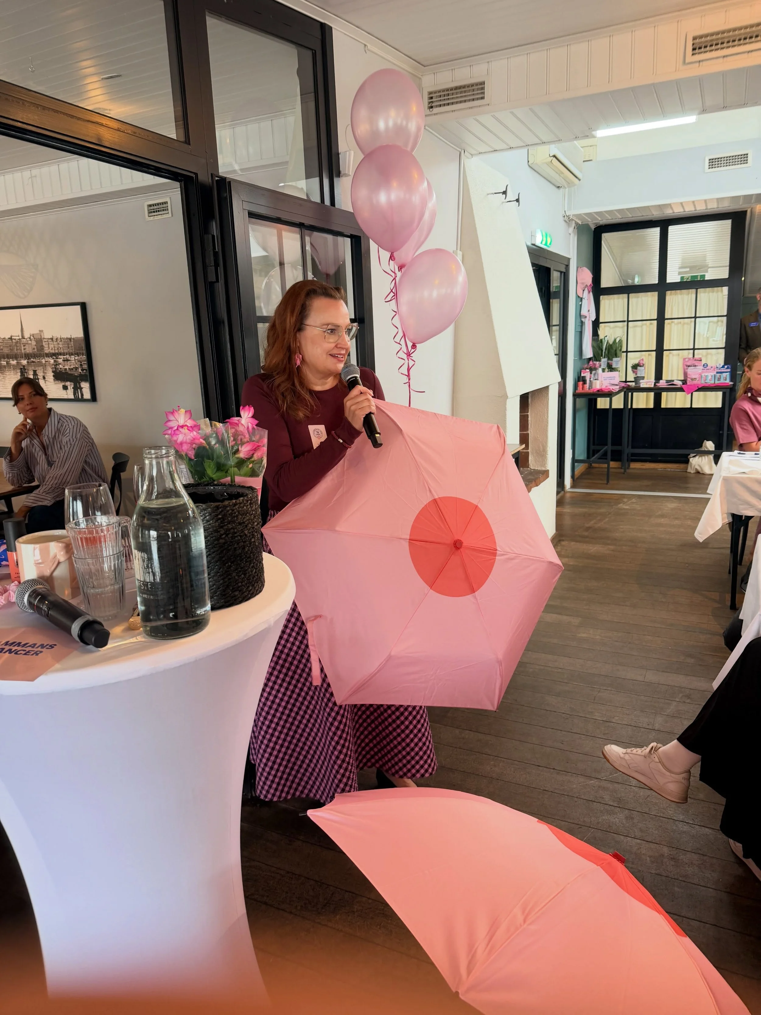 Presstr&auml;ff med @cancerfonden  och @lindexofficial 

Jag var v&auml;ldigt nerv&ouml;s. Men jag tror att det gick bra.

Jag ber&auml;ttade om hur id&eacute;n till Pink Umbrella kom till. Om &ouml;gonblicket n&auml;r jag s&aring;g ett paraply f&aum