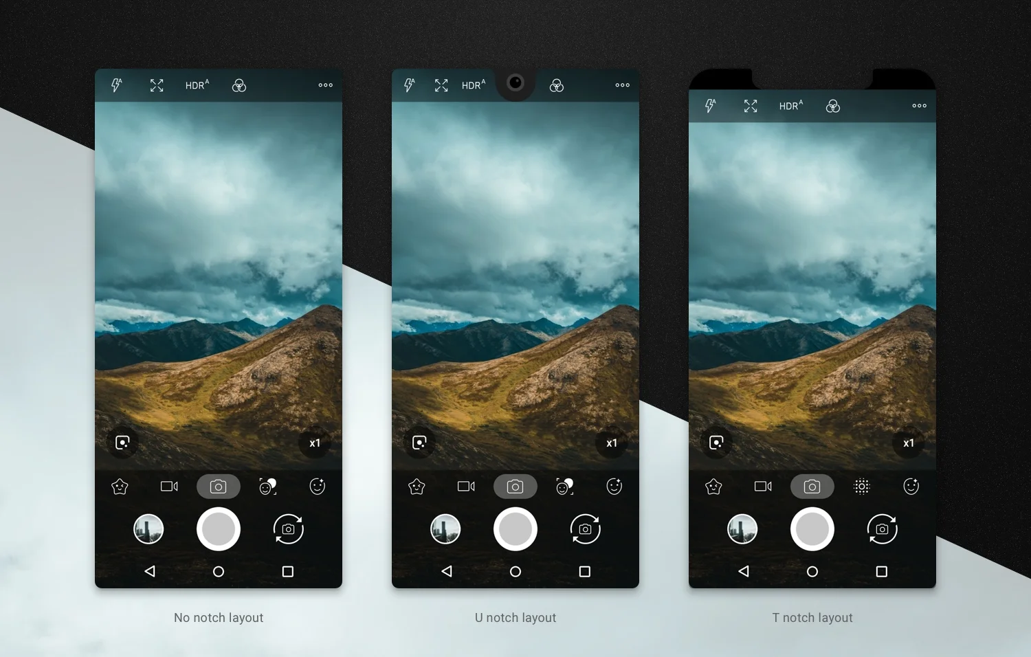 Camera layout notch variations