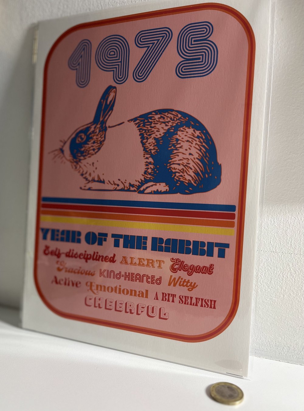 Chinese Zodiac Print for 1975 Year of the Rabbit – Perfect 50th