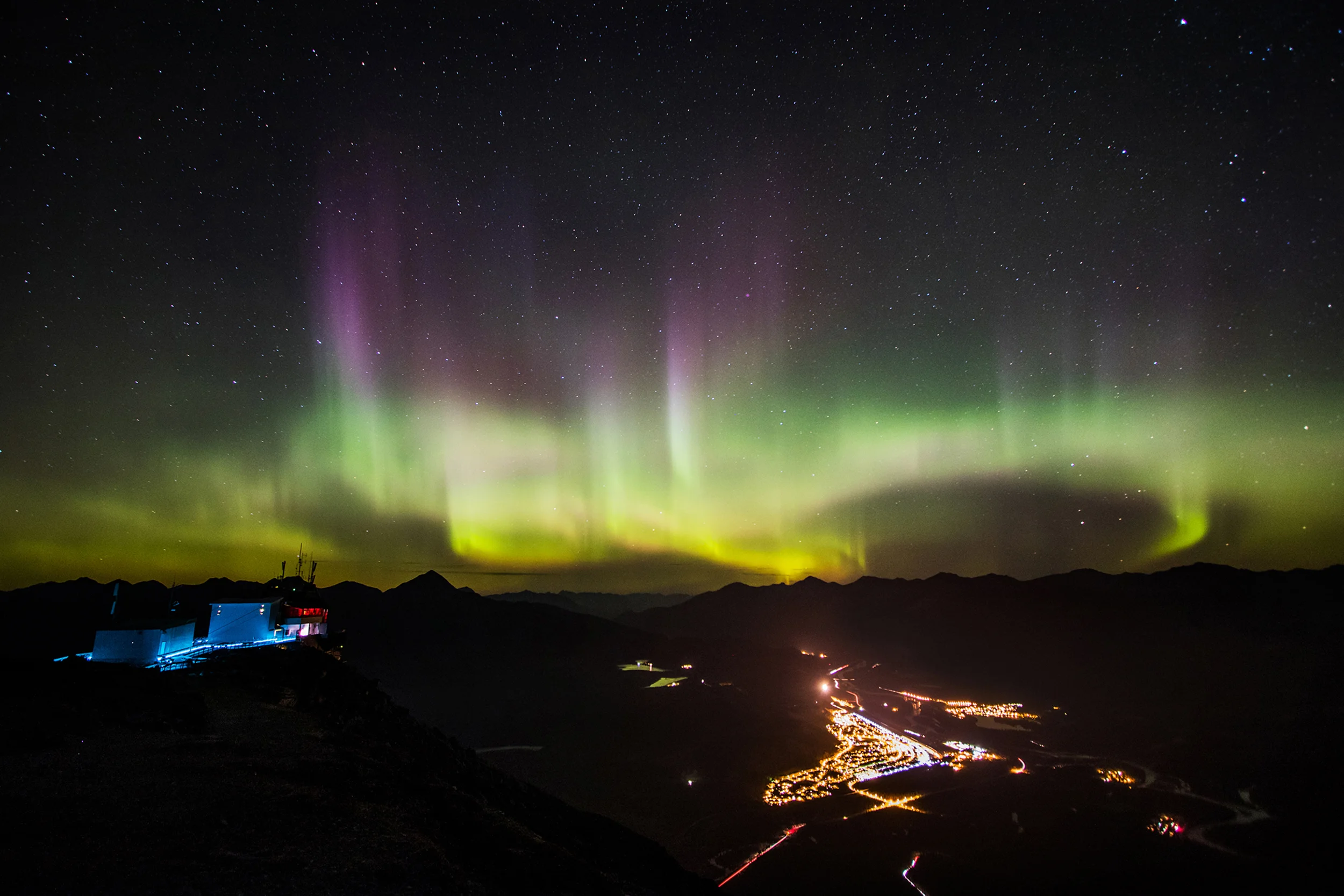 Auroras and Jasper from the top of The Jasper Skytram