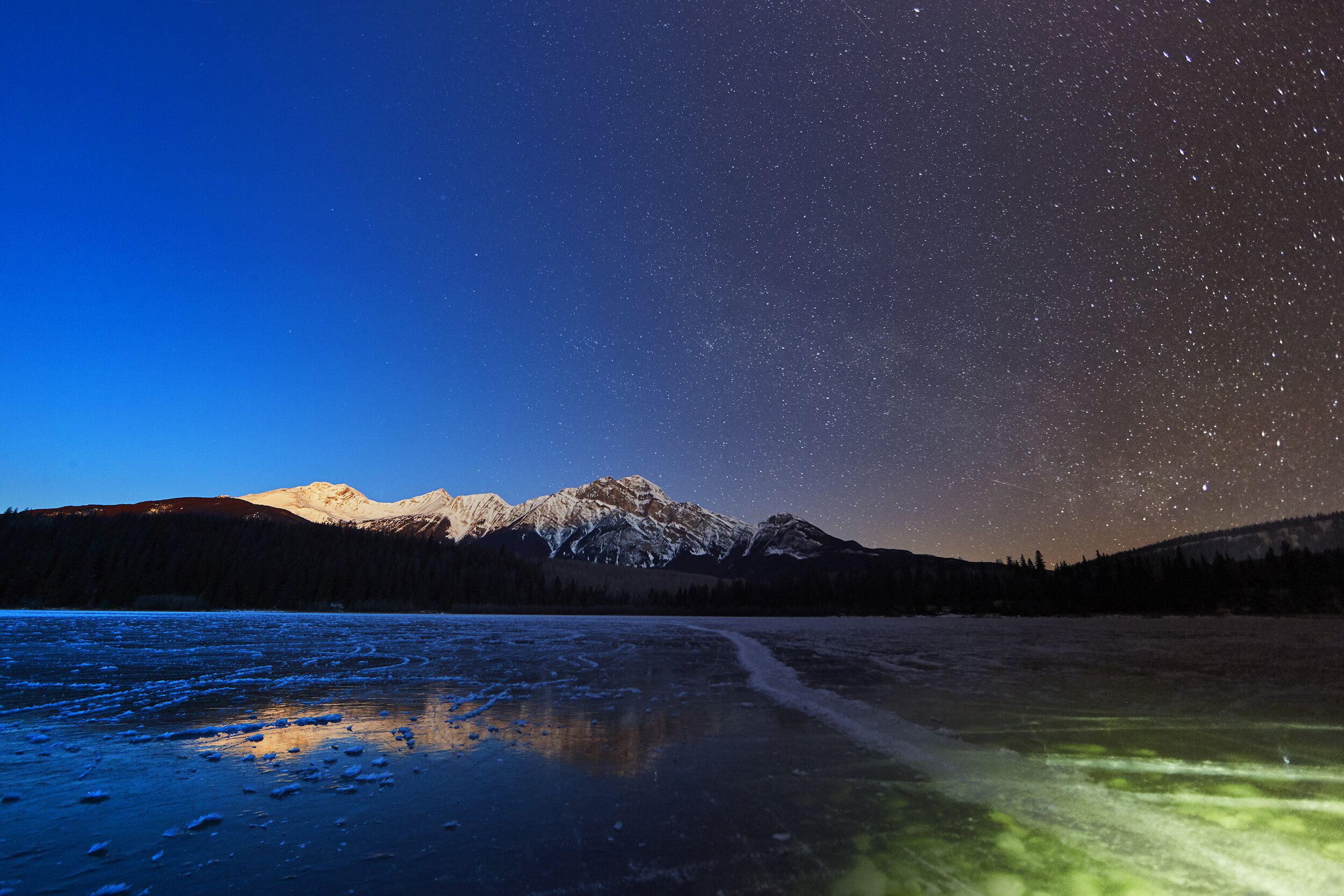 day to night pyramid mountain patricia lake jasper.jpg