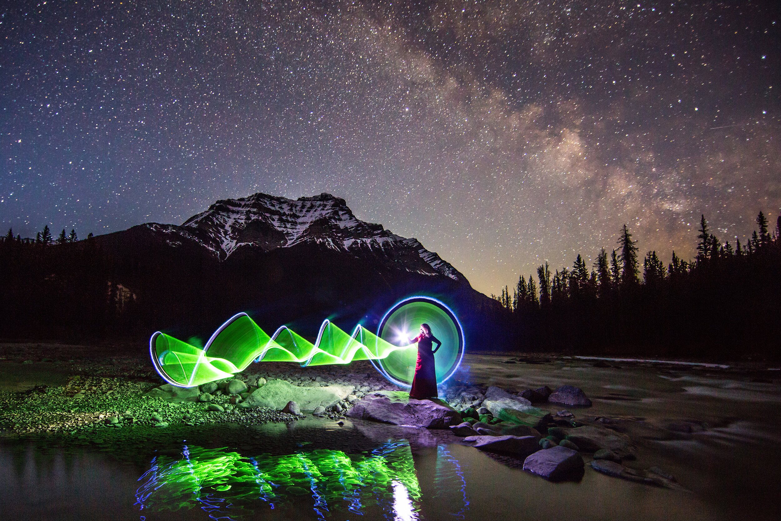 Lightpainting Milky Way Athabasca Falls Jasper night photography.jpg