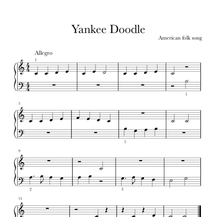 Yankee Doodle Free Sheet Music For Beginners Vegan Piano Lady Yankee Doodle Free Sheet Music For Beginners Vegan Piano Lady