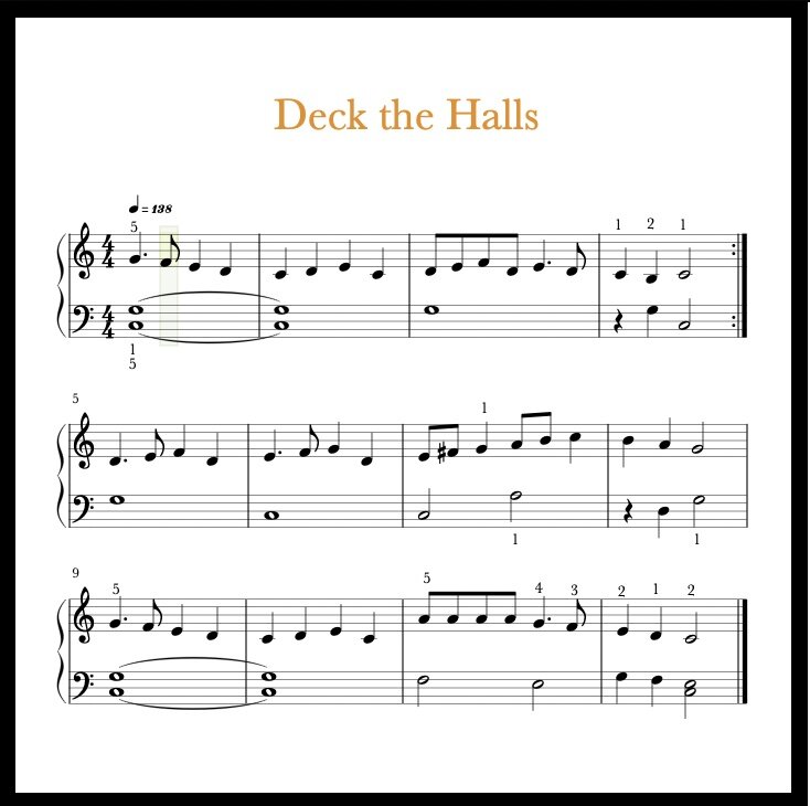 Deck the Halls - easy piano