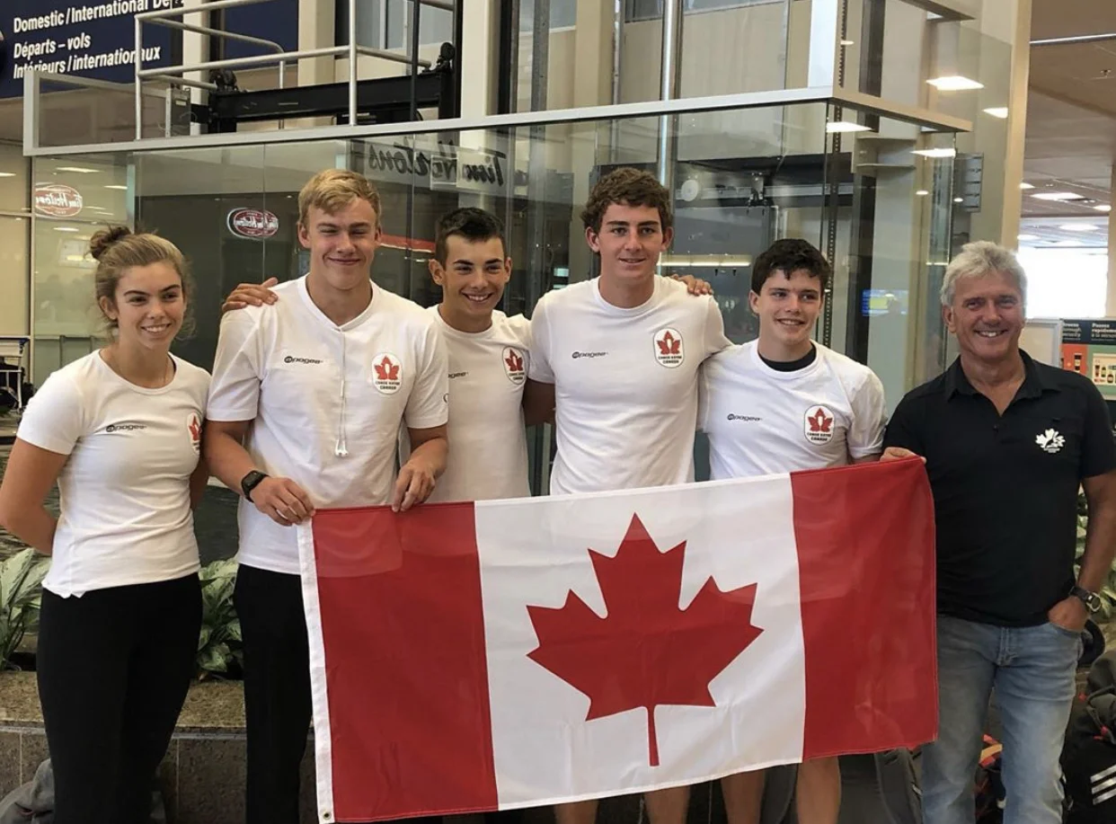 5 ADCKC Athletes representing Canada, (Left to right) Anna O’Brien, Craig Johnson, Ian Gaudet, Andrew Billard, Xavier LeVasseur, Csom Latorovszki (Coach)