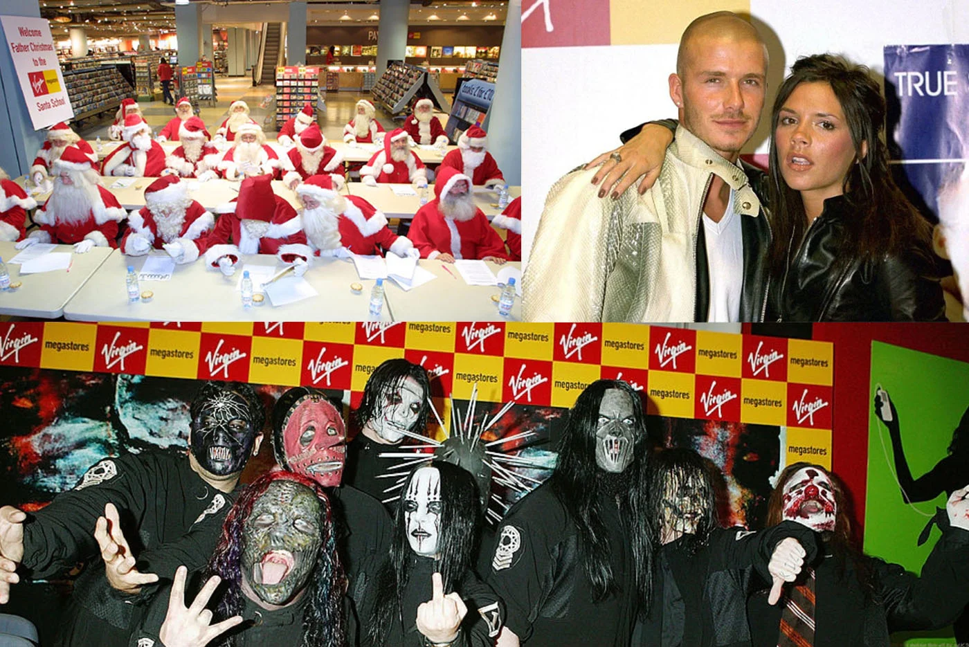 VIRGIN MEGASTORE / ‘Santa School’, signings and in-store gigs including Kings of Leon and established legends such as David Bowie, as well as crazy sessions with the Beckhams and Slipknot and 10,000 screaming girls and their Mum’s shutting down Piccadilly Circus when Westlife appeared.