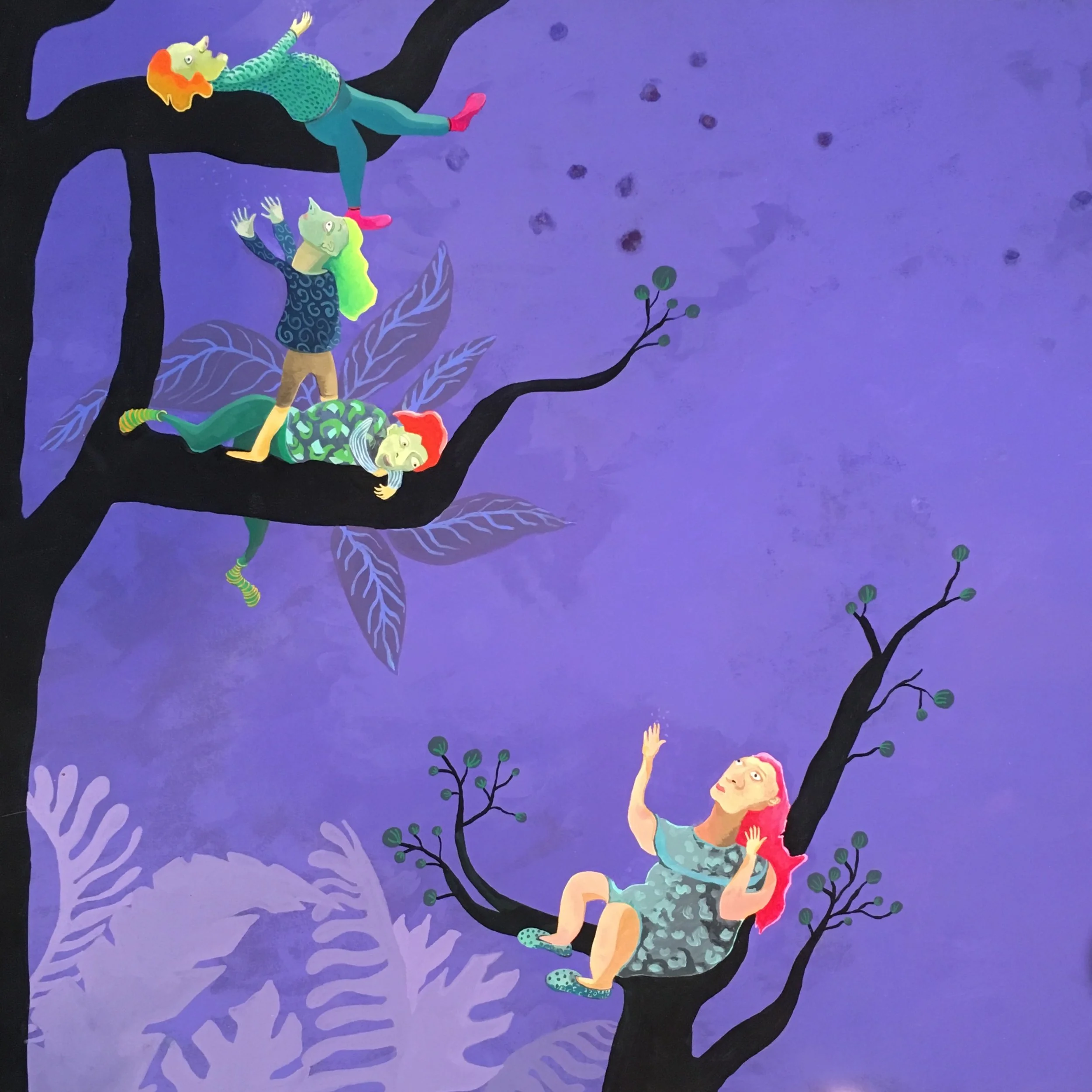 Nightwalkers I acryla gouache on paper I 20" x 20"