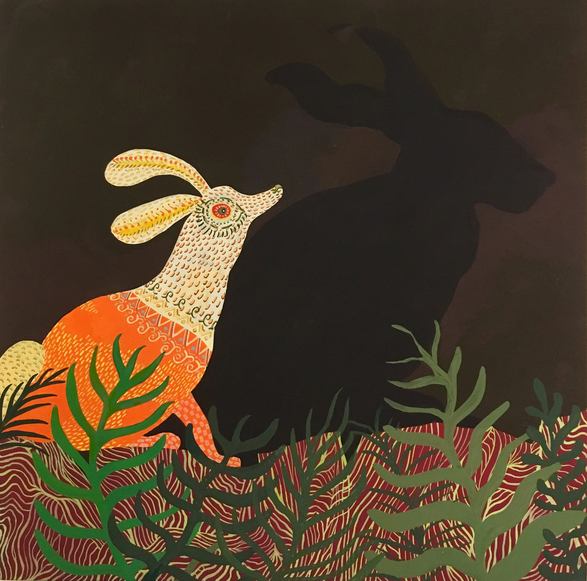 Alebrije De Mis Sueños I flashe &amp; acryla gouache on panel I 12" x 12"