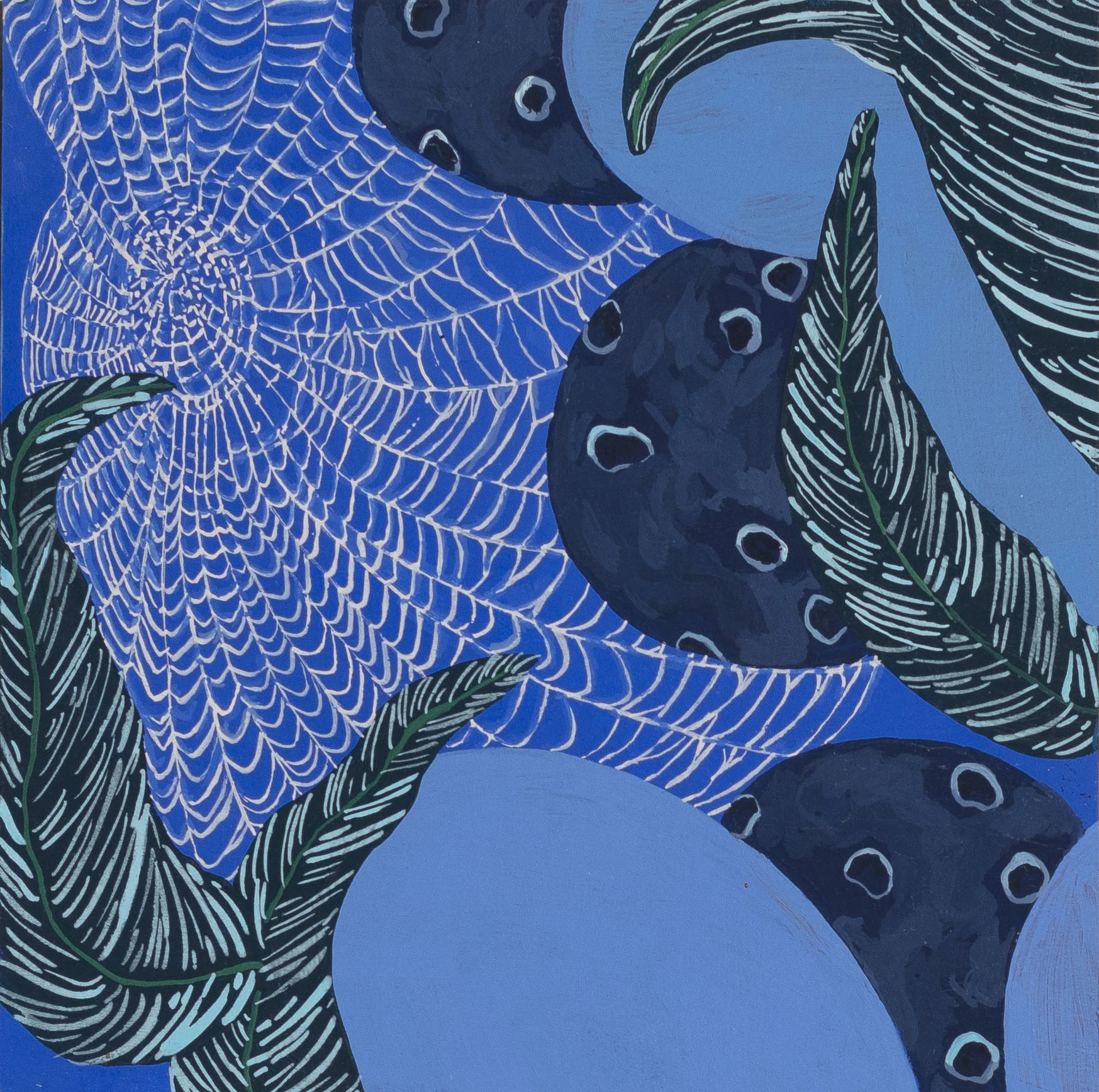 Along Came a Spider I acryla gouache on panel I 6" x 6"