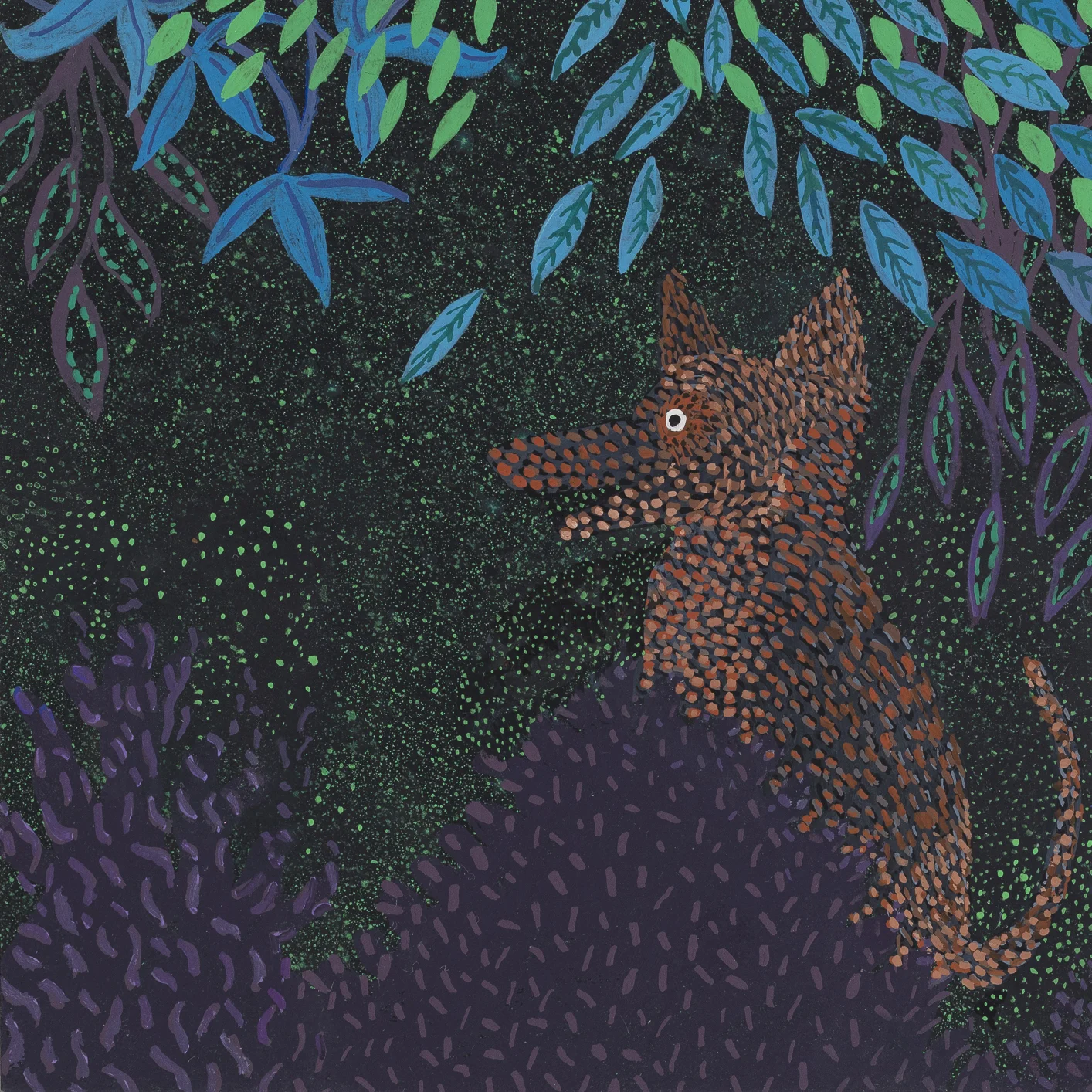 El Lobo I acryla gouache on panel I 4"x4"