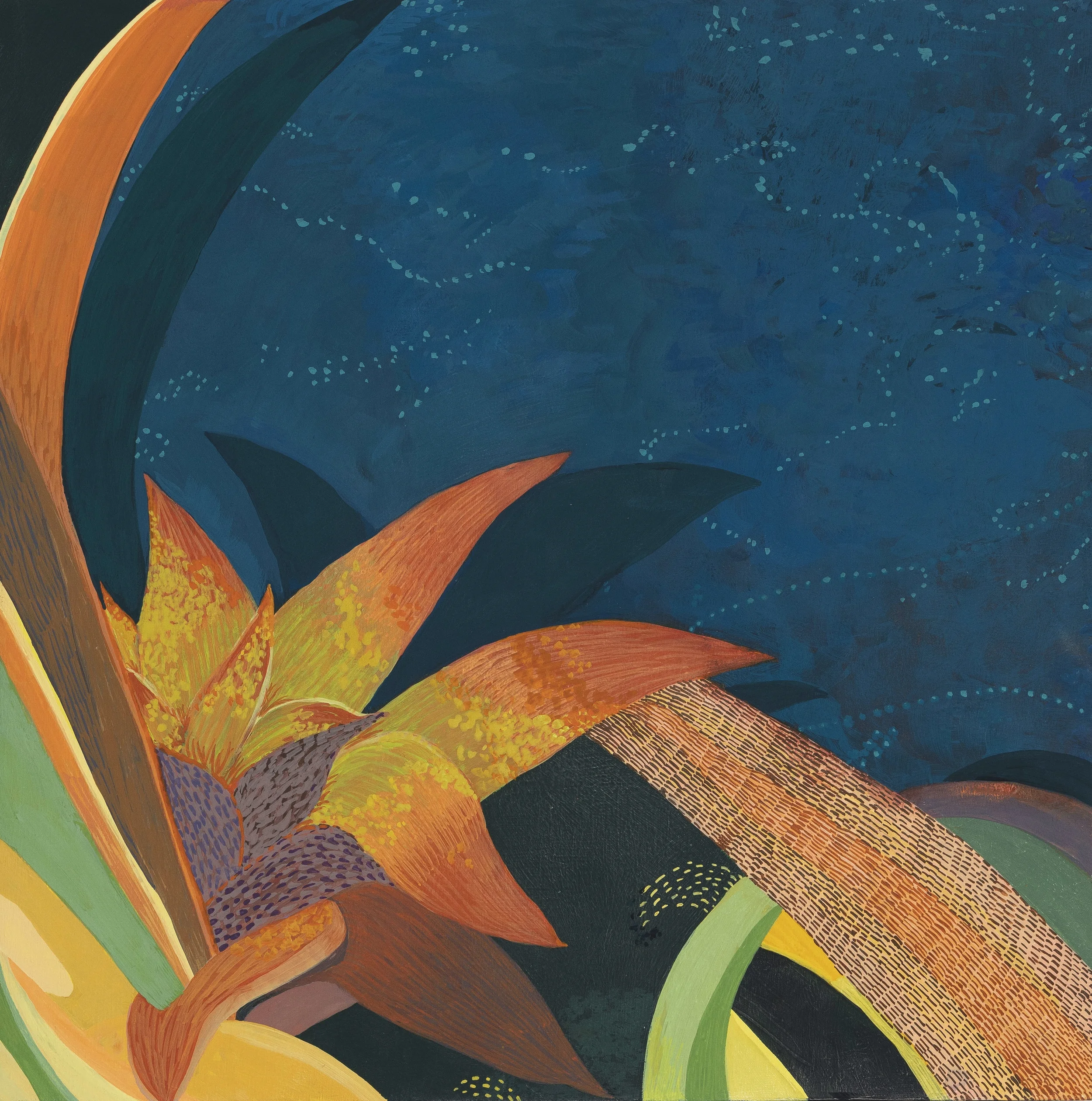 Somewhere Out There I flashe &amp; acryla gouache on panel I 12" x 12"