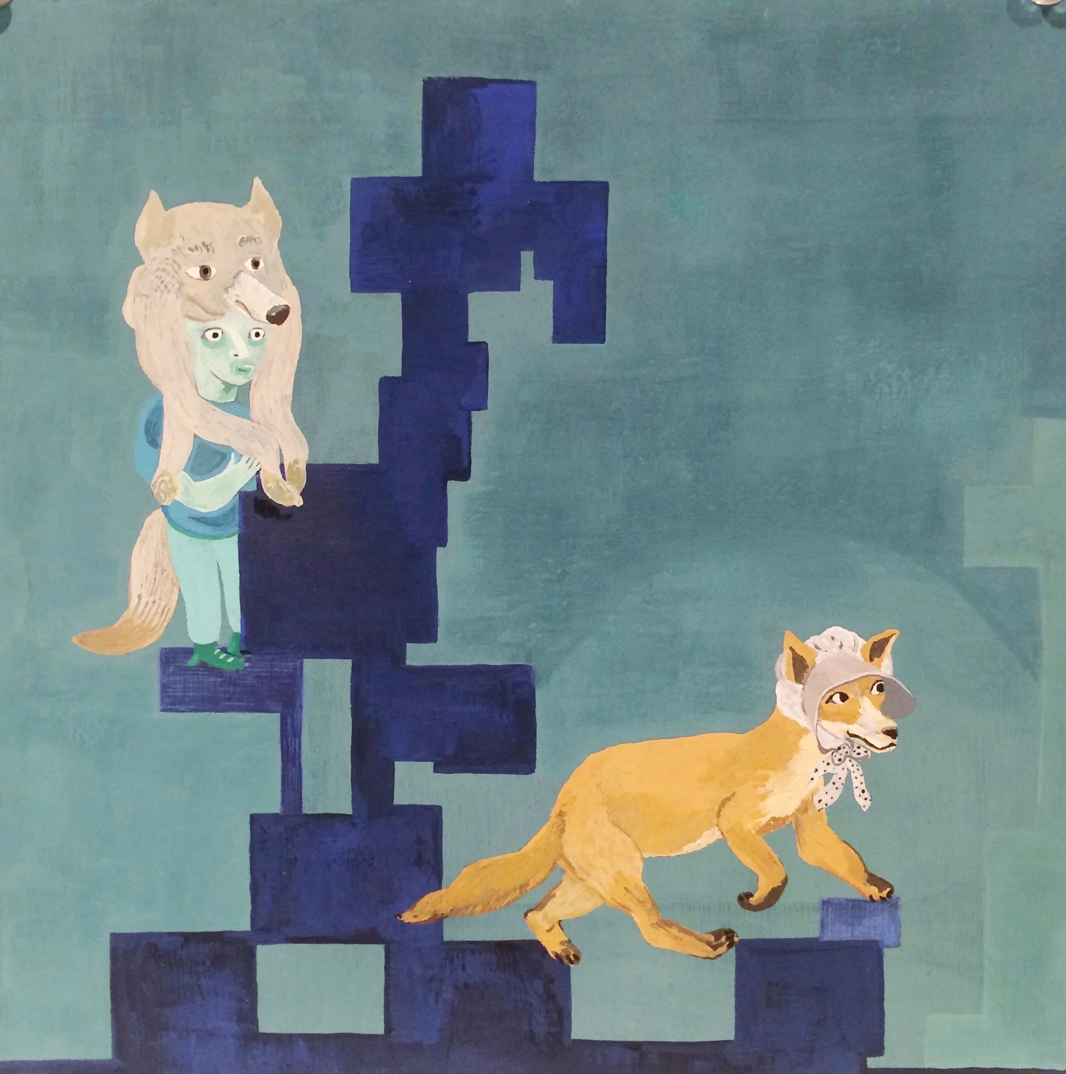 What Did The Fox Say I acryla gouache on paper I 8" x 8"