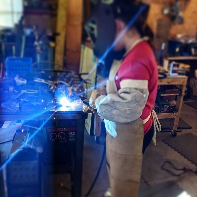 Today's #tinkerit project is from a welding class with the youngest person so far.
 Little #jojaqs asked for a welding lesson for her 8th birthday. We finally had time this morning.
.
(I'm still charging her the $60 I normally do for the class)
.
.
.