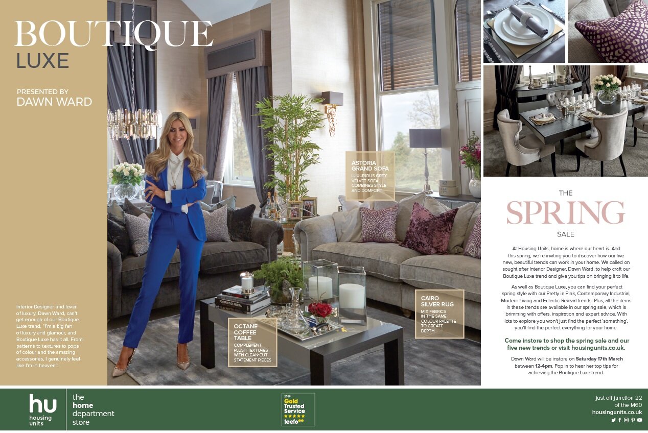 Boutique Luxe press ad featured in Cheshire Life