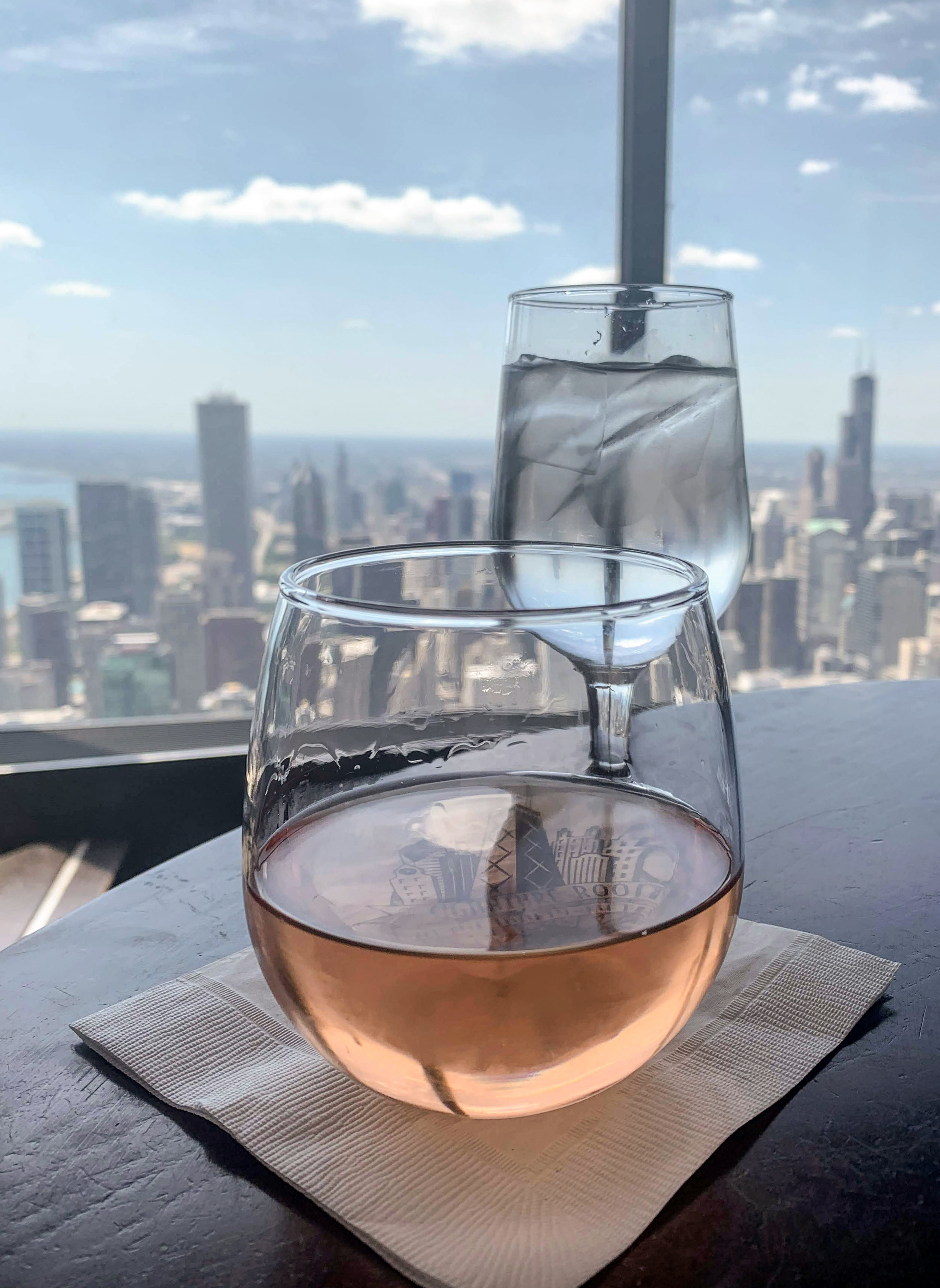 This time she was rosé on the 96th floor of the John Hancock Building with views as far as the eyes could see, a long walk down The Magnificent Mile, along the Chicago River, and through the theatre district, an amazing performance of Hamilton , and drinks at the Palmer House.