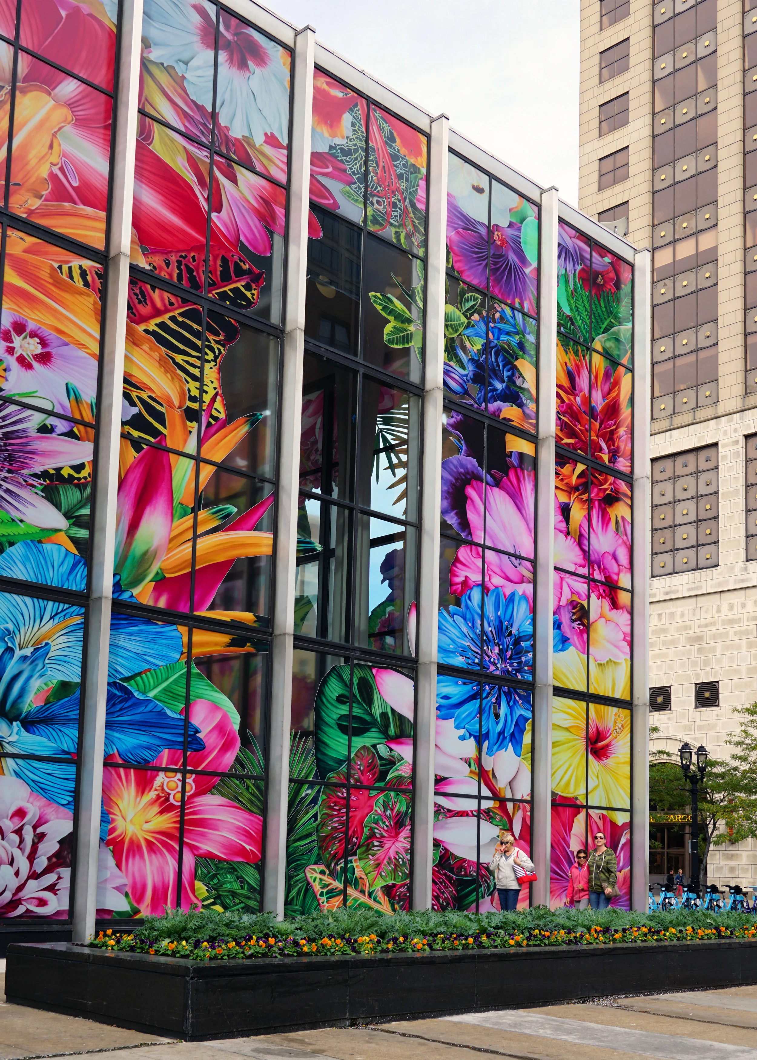The Chase Bank building with Carlos Rolón’s glowing floral cube in the lobby and 365º views of Milwaukee from the 16th floor: