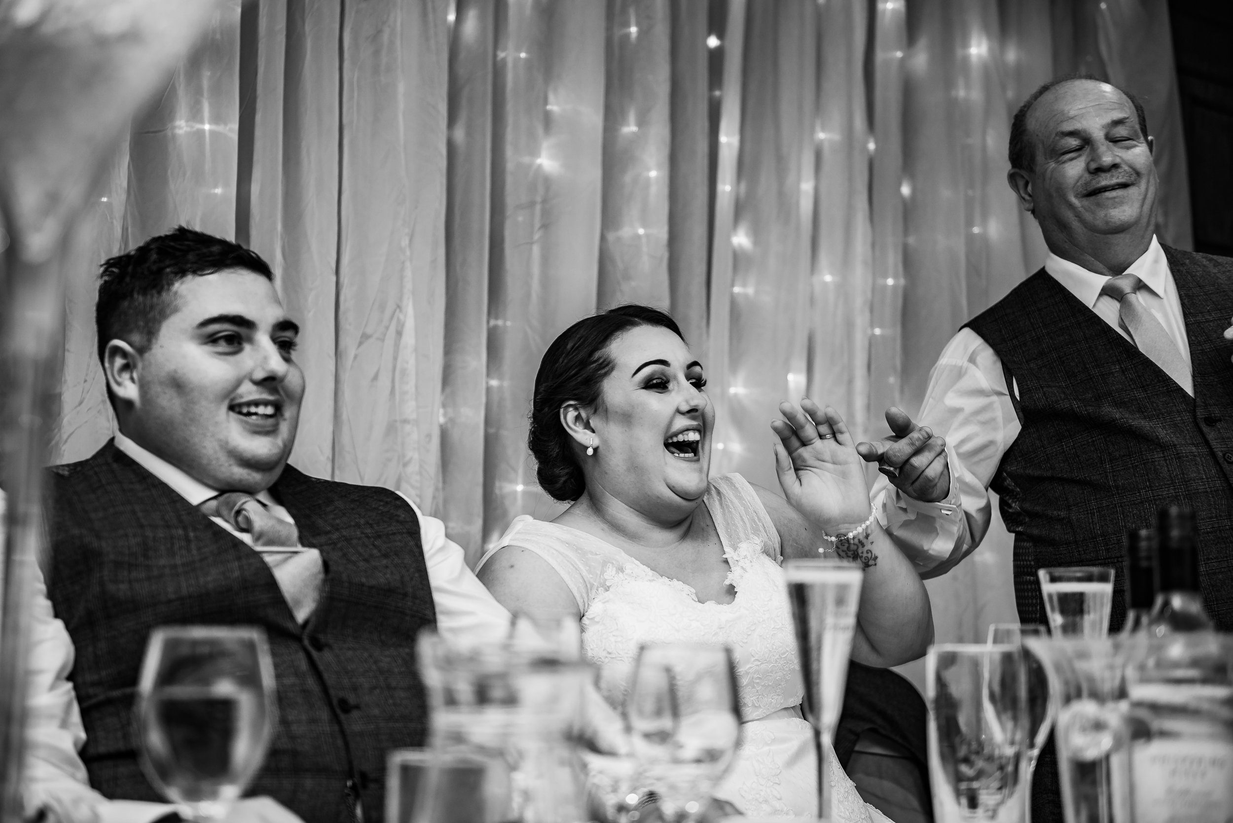 castle Bromwich hall hotel wedding photography natural black and white photography speeches father embarrassing daughter