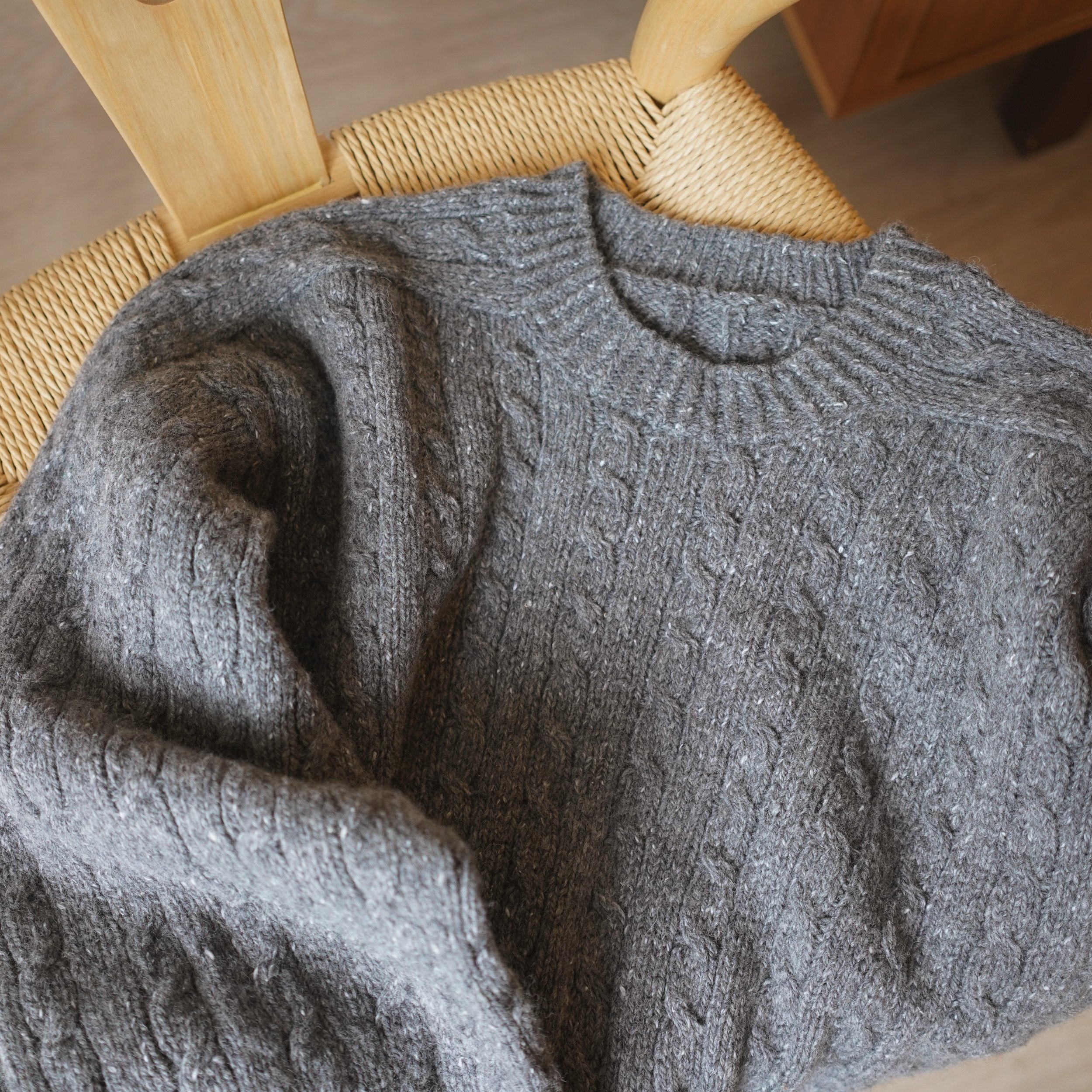 A pullover version of my beloved cardigan! It took me over a year to finally realize that turning it into a sweater would create a new favorite.

The pattern is with my tech editor now and will be off to translators very soon. I&rsquo;ll announce the