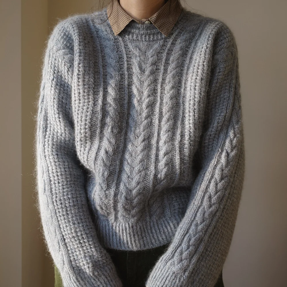 ちゃん。　Ｐニット　グレー Philomena sweater English PDF pattern — GREGORIA FIBERS