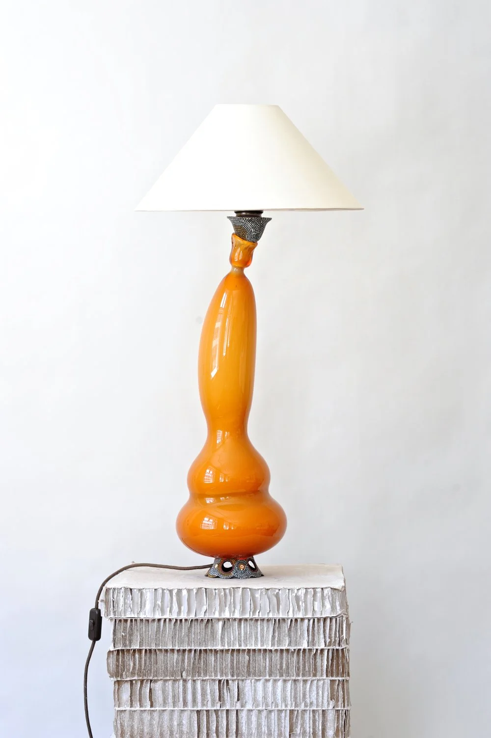 #5 2017 Murano glass opaque, painted bronze, light bulb, electrified 65 cm (+ shade 84 cm)