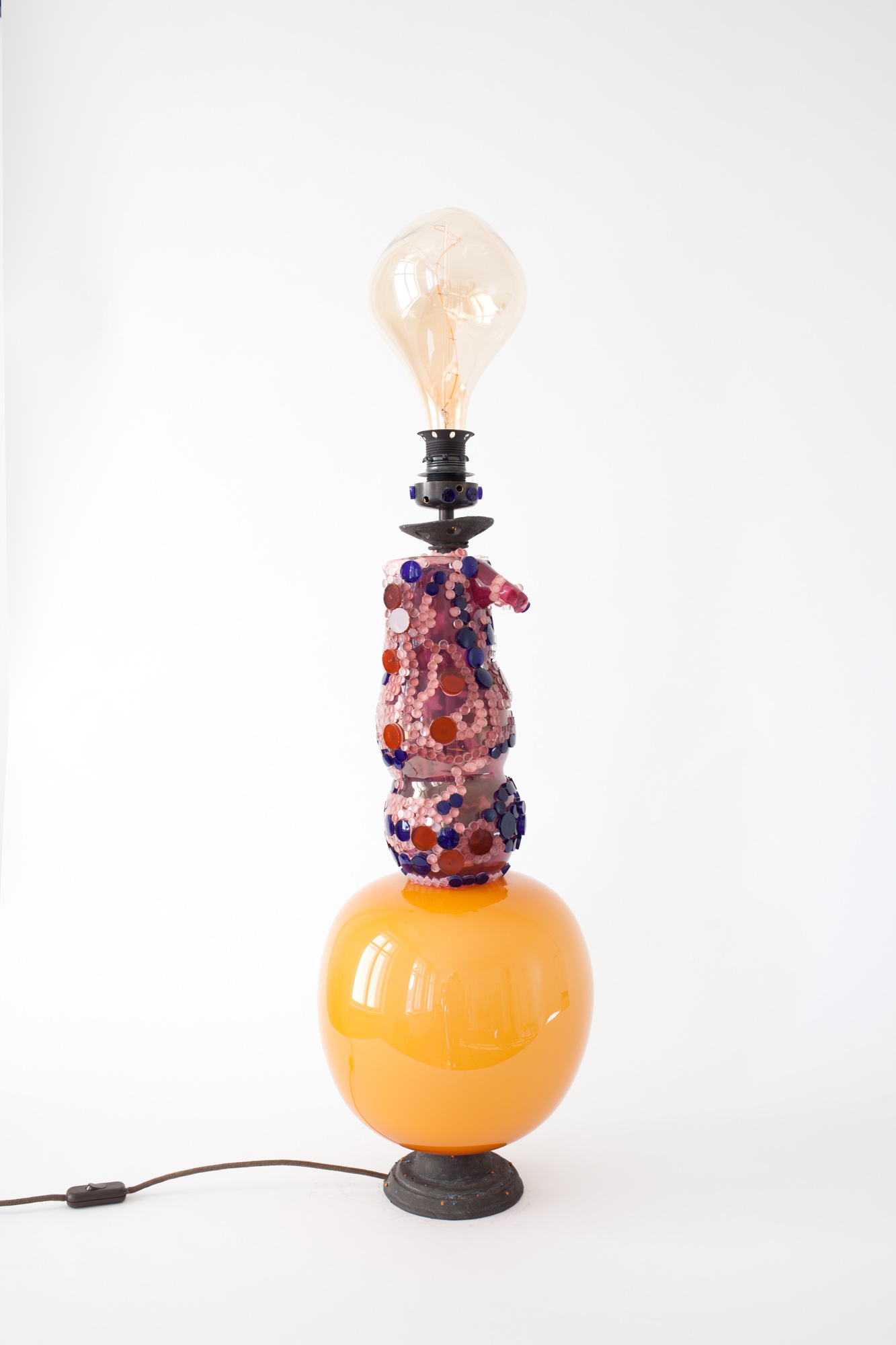   #11 2017  Murano glass opaque, glass, bronze, light bulb, electrified 74 cm 