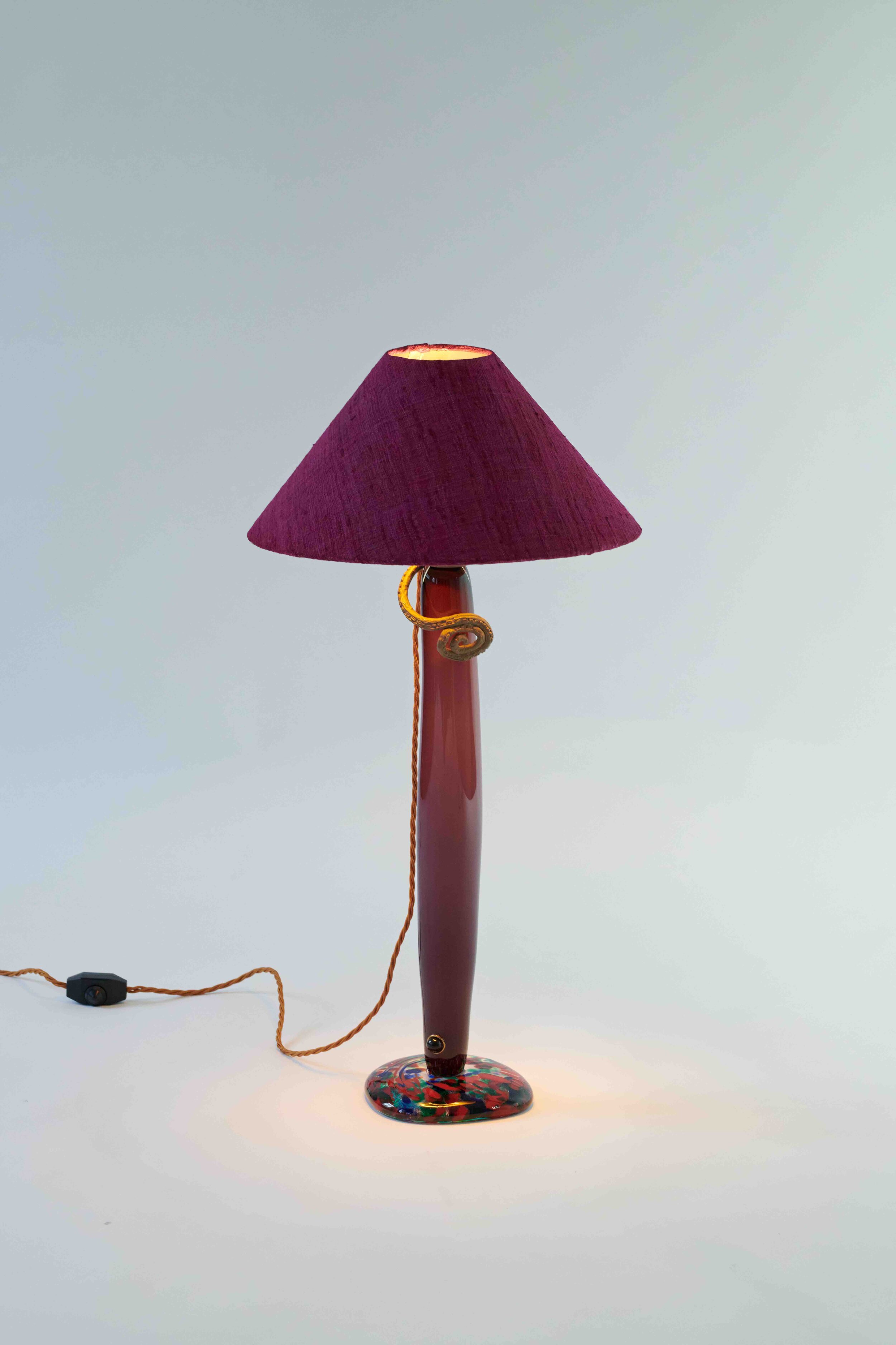   #113  2020 Murano glass, murano glass opaque, bronze, light bulb, electrified 66 cm (+ lamp shade) 