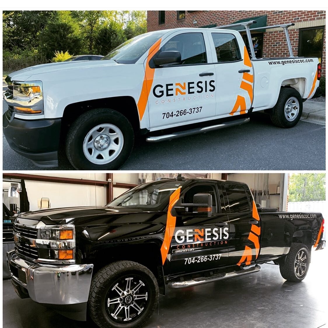 Big shout out to @charlottevehiclewraps for the work on our trucks and vans they look amazing #branding#generalcontractors#charlottenc#constructionlife #desing