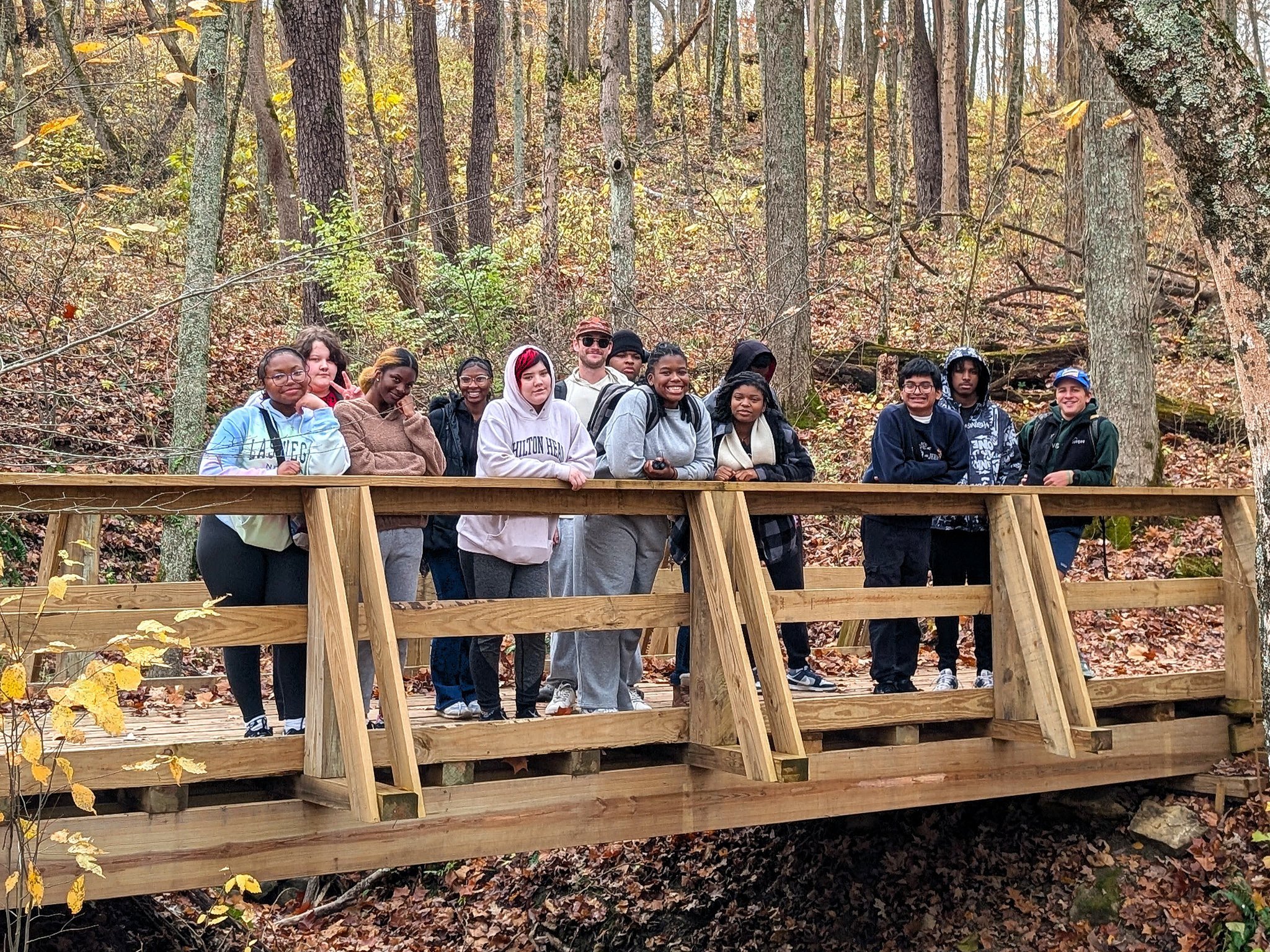 Amazed by nature.
😮🍂
Saturday saw a new group of Explorers adventuring at @cincynature. Teens took a 2-mile hike and then had the chance to play field games, do small group activities led by CNC volunteers and just spend time with each other. 

Emi