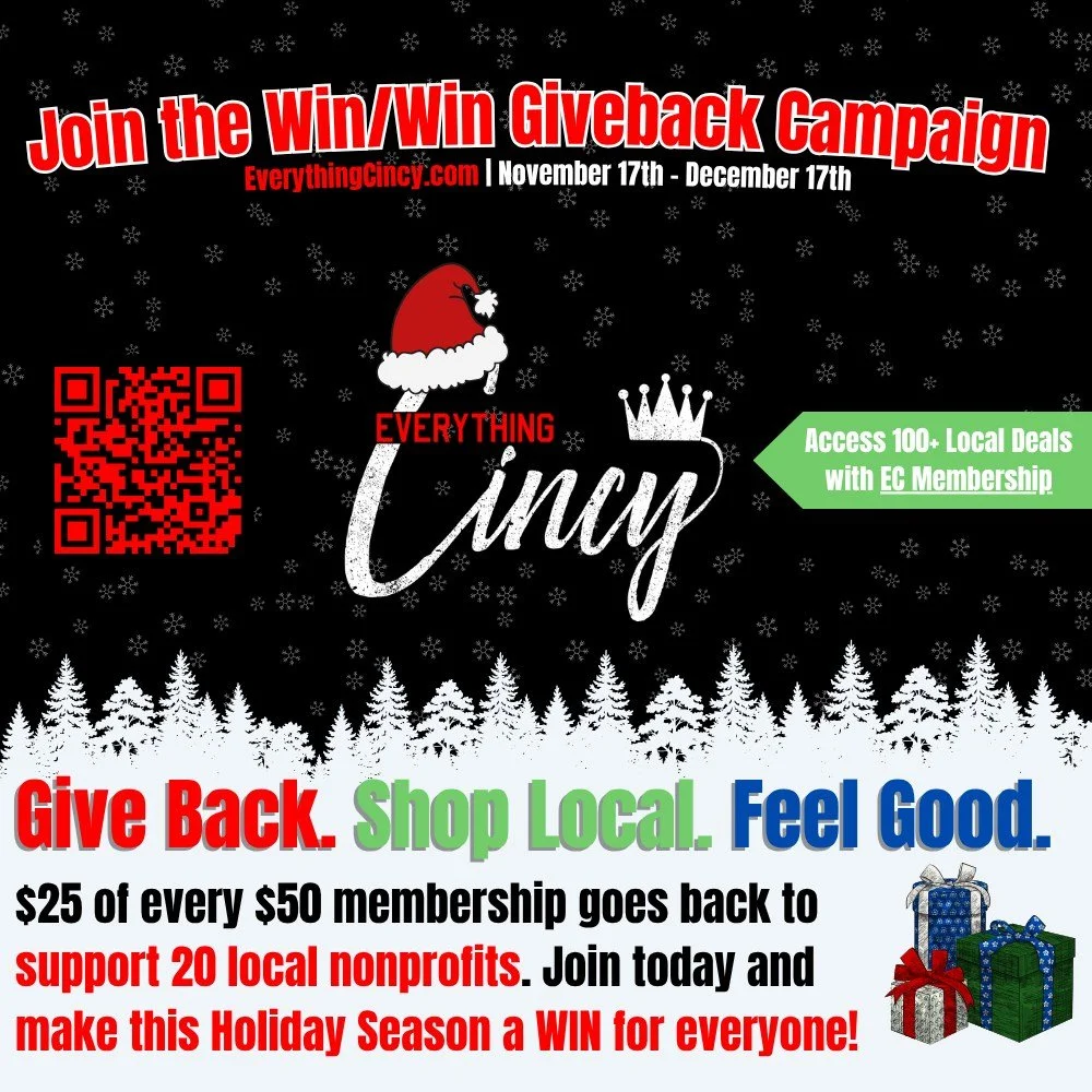 Win/Win with @everythingcincy .
🏆🎁
We&rsquo;re excited to be part of Everything Cincy&rsquo;s new Win/Win Giveback Initiative!

When you purchase an Everything Local Membership using code ADVENTURE, we receive $25 back from each membership. That&rs