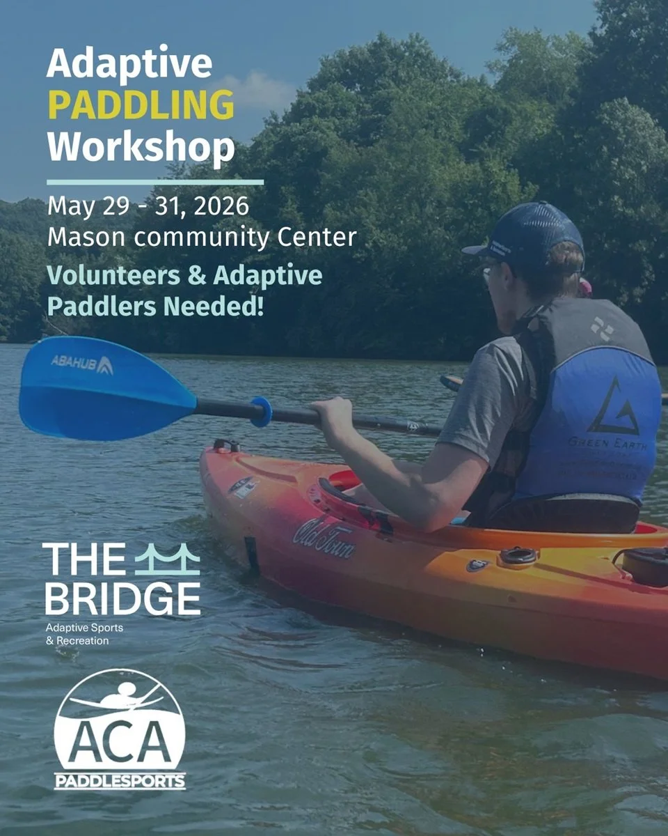Volunteers wanted: Learn adaptive paddling.
🙋&zwj;♀️🚣
It's National Volunteer Week, and we have a great way to celebrate: Help make @ohriverpaddlefest, our largest community event, more inclusive! 

Our friends at @thebridgeadaptive will host an ad